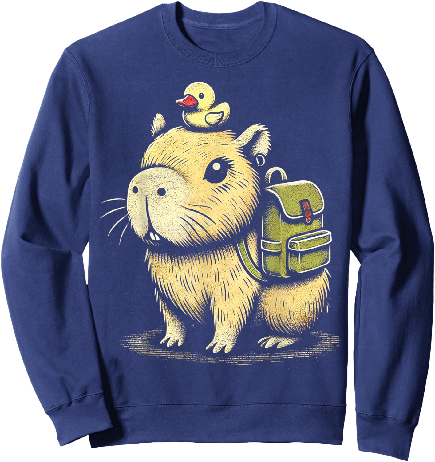 Cute Capybara Adventure Vintage Animal Art Sweatshirt - Sweatshirt | Navy