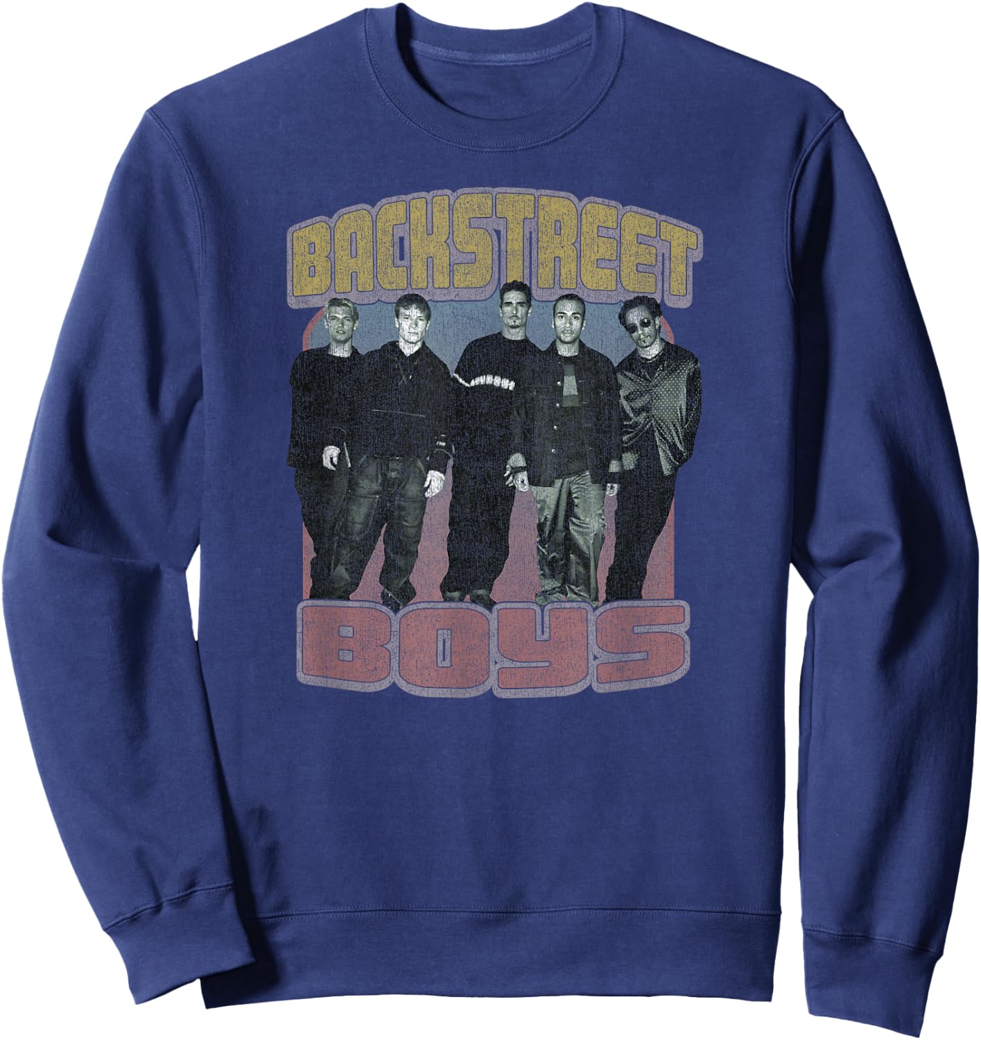 Backstreet Boys Distressed Group Photo Sweatshirt - Sweatshirt | Navy
