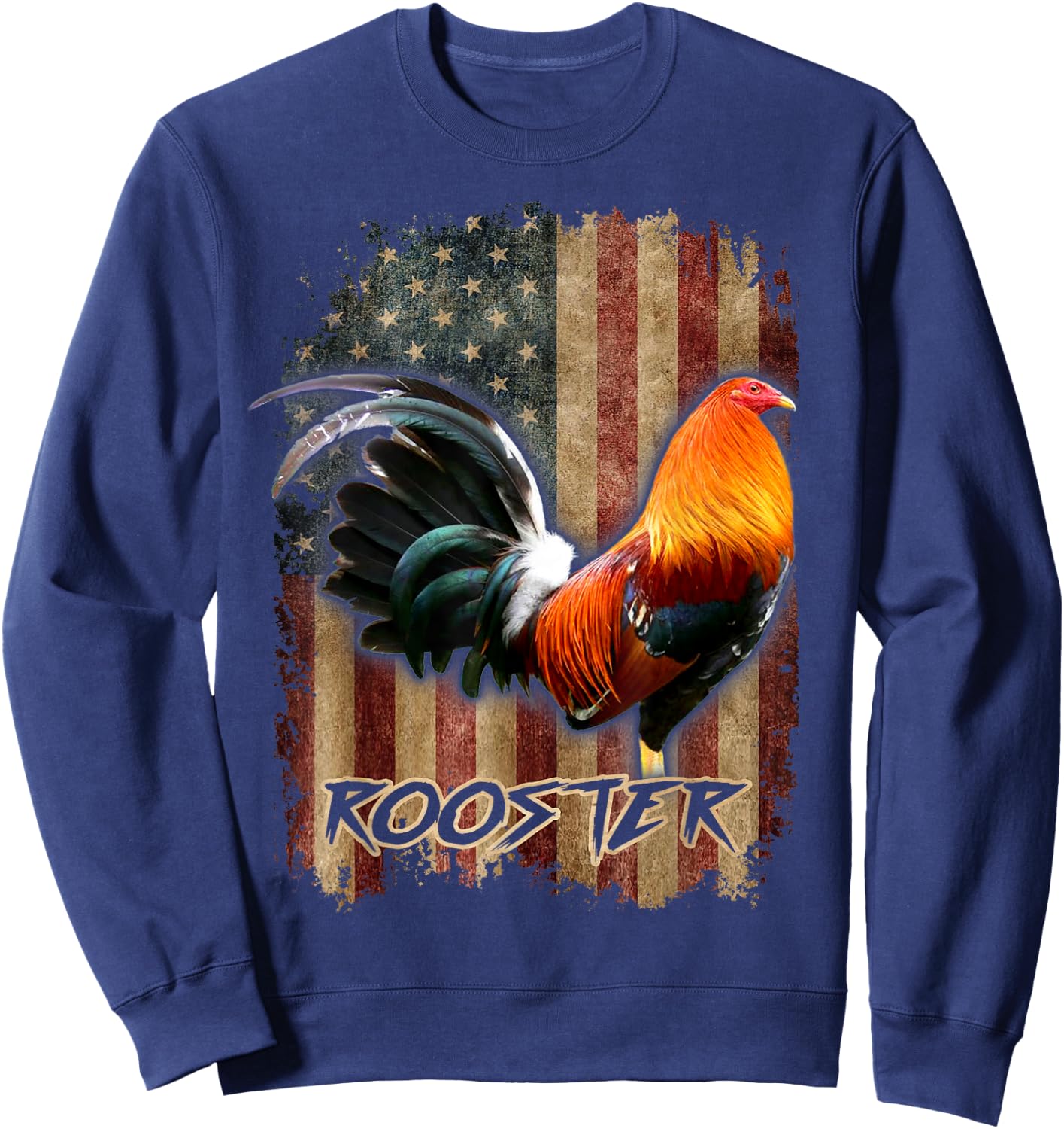 Rooster Shirt Cock Fight US Flag Sweatshirt - Sweatshirt | Navy