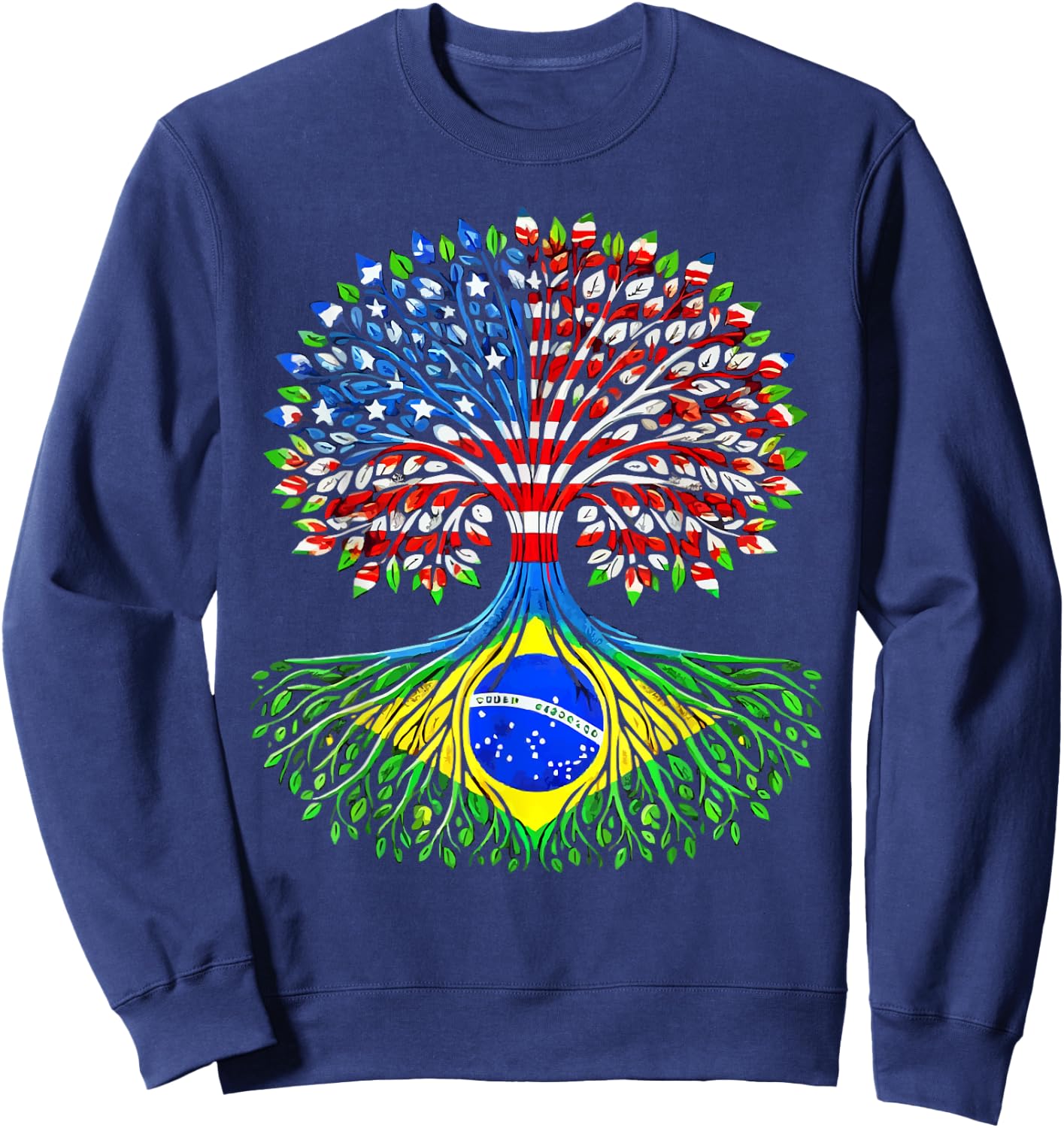 Half American Half Brazilian USA Flag Brazil America Sweatshirt - Sweatshirt | Navy