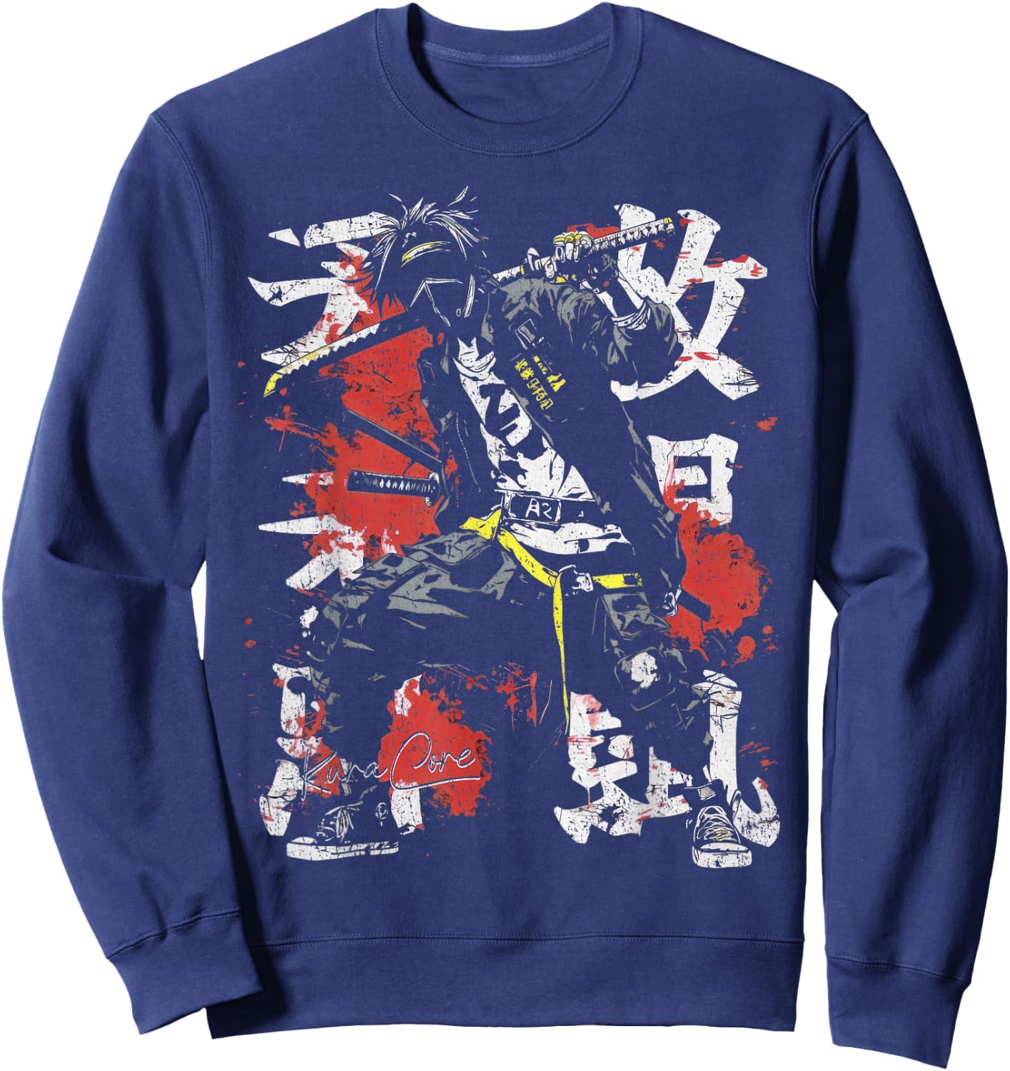 Japan Streetwear Cyberpunk Y2K Techwear Retro Manga Anime Sweatshirt - Sweatshirt | Navy