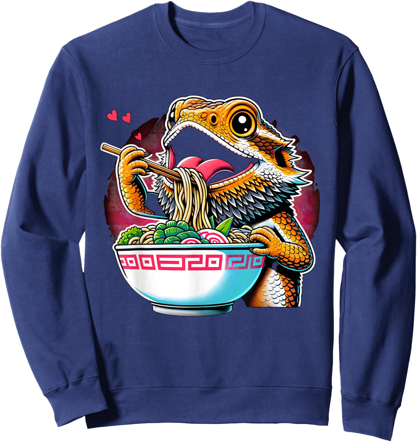 Kawaii Anime Bearded Dragon Ramen Sweatshirt - Sweatshirt | Navy