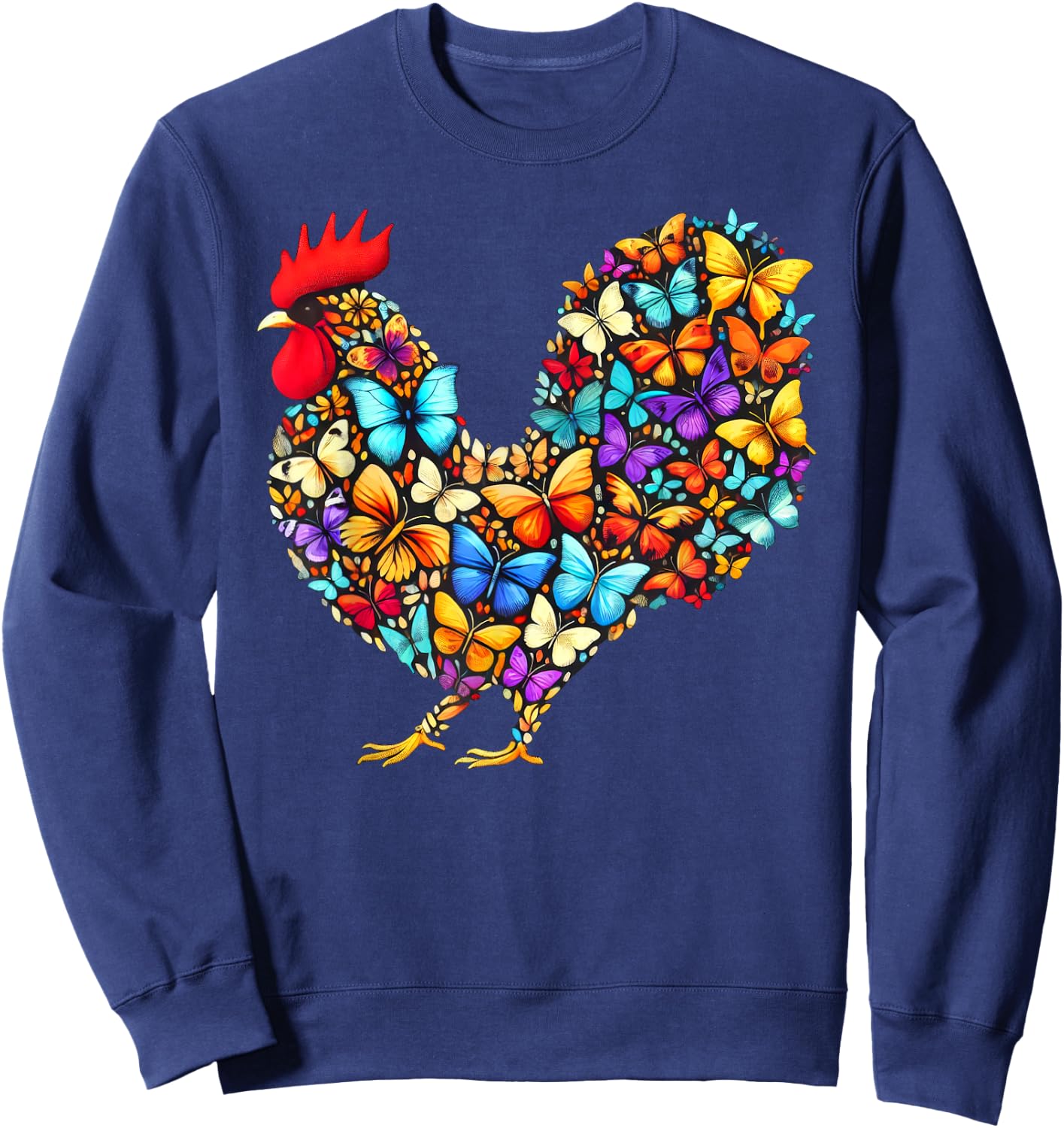 Chicken Butterfly Art Butterflies Sweatshirt - Sweatshirt | Navy