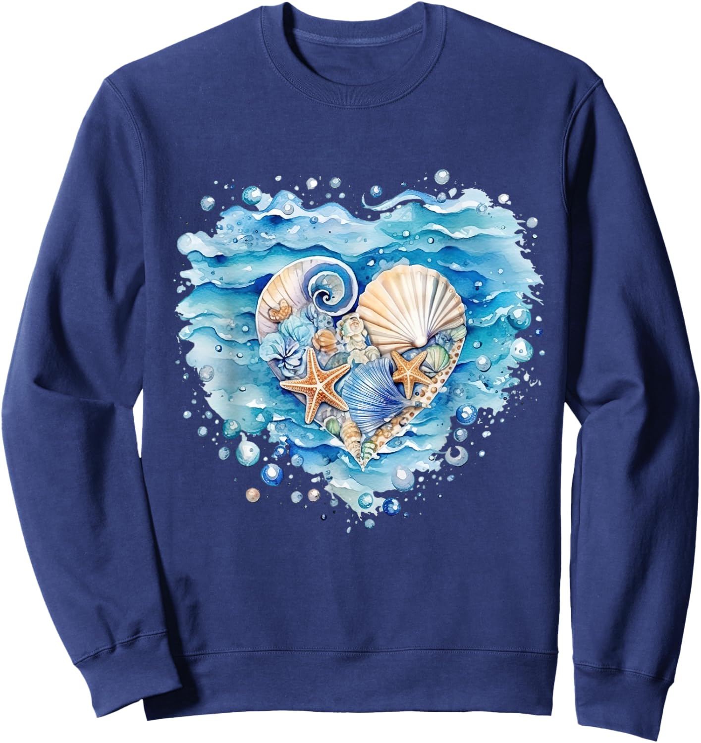 Summer Ocean Snail Shell Kawaii Starfish Beach Shell Hearing , black Sweatshirt - Sweatshirt | Navy