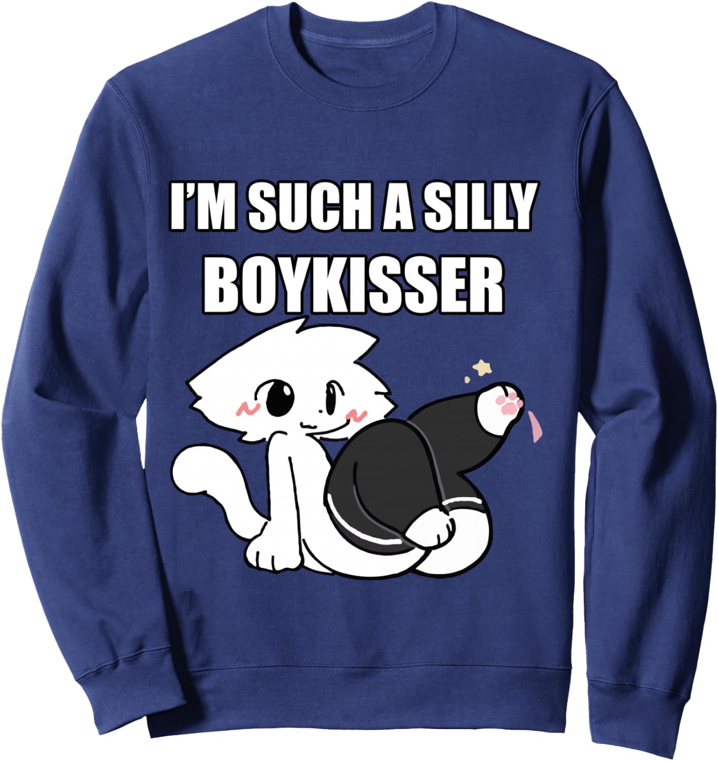 Dumme Junge Kisser Meme Femboy Homosexuell Stolz LGBTQ Langarmshirt Sweatshirt - Sweatshirt | Navy