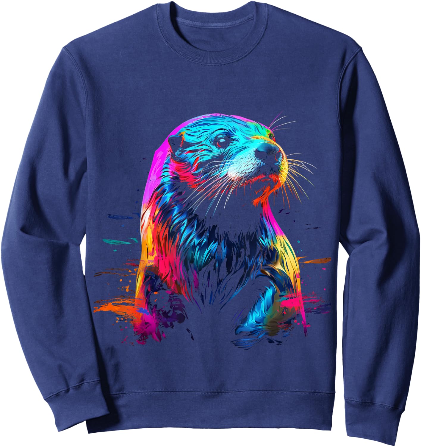 Otter Wildlife Colorful Design Otter Lover Wildlife Otter Sweatshirt - Sweatshirt | Navy
