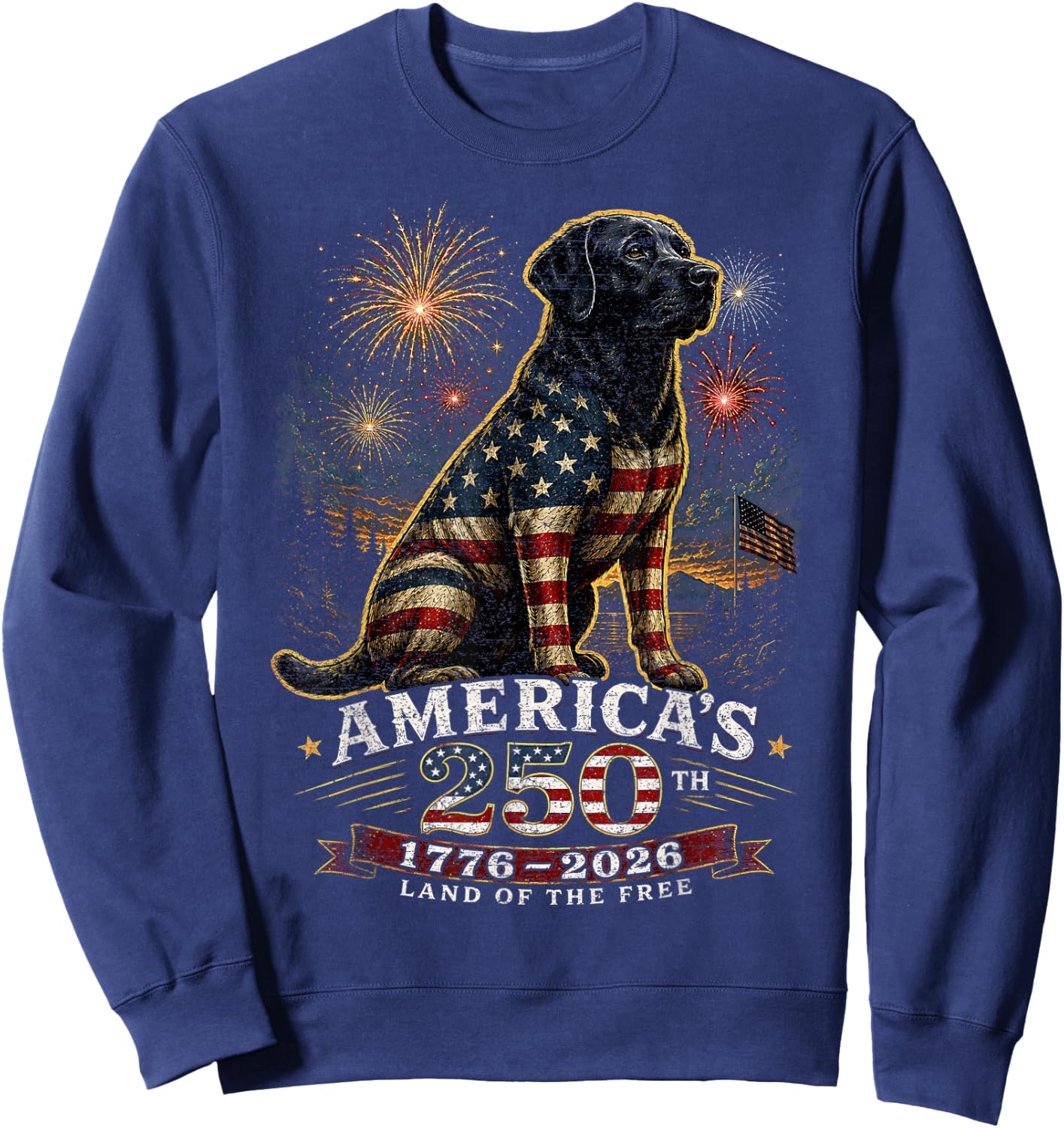 American Flag Labrador Retriever Dog Lab Patriotic Sweatshirt - Sweatshirt | Navy