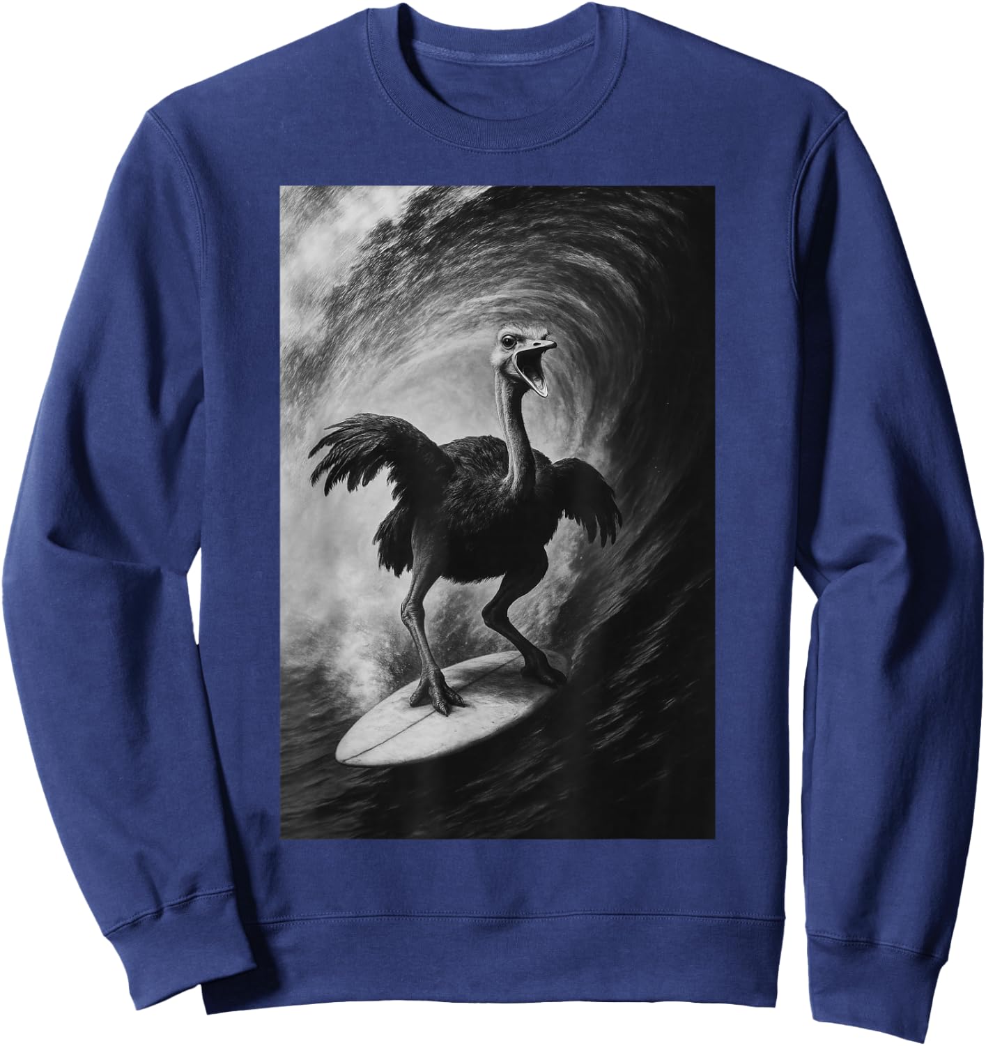 Funny Surfing ostrich Selfie On Surfboard Safari Animal Sweatshirt - Sweatshirt | Navy