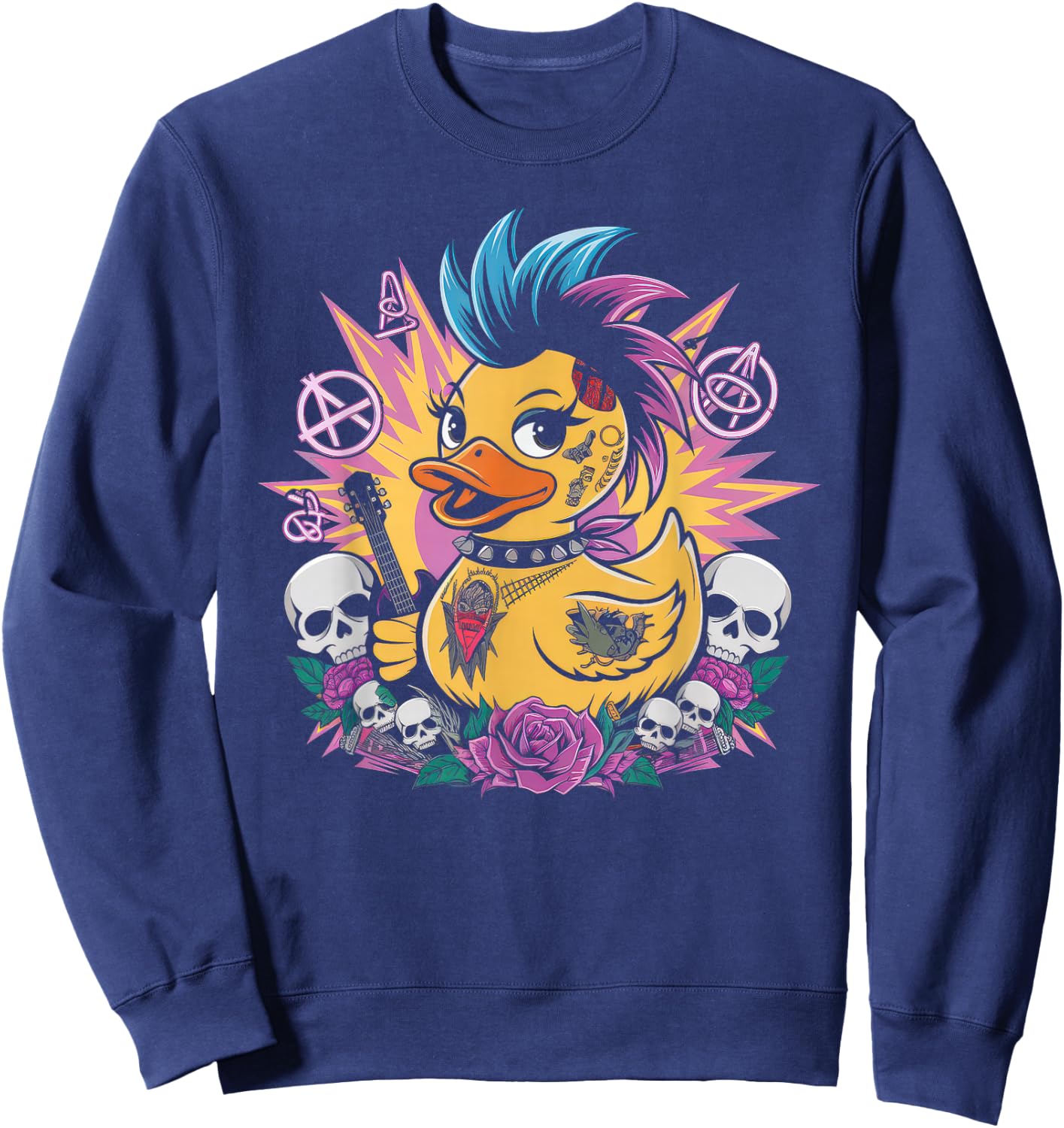 Punk Femmes Masculin Canard Rock Rock Canard Anarchy Sweatshirt - Sweatshirt | Navy