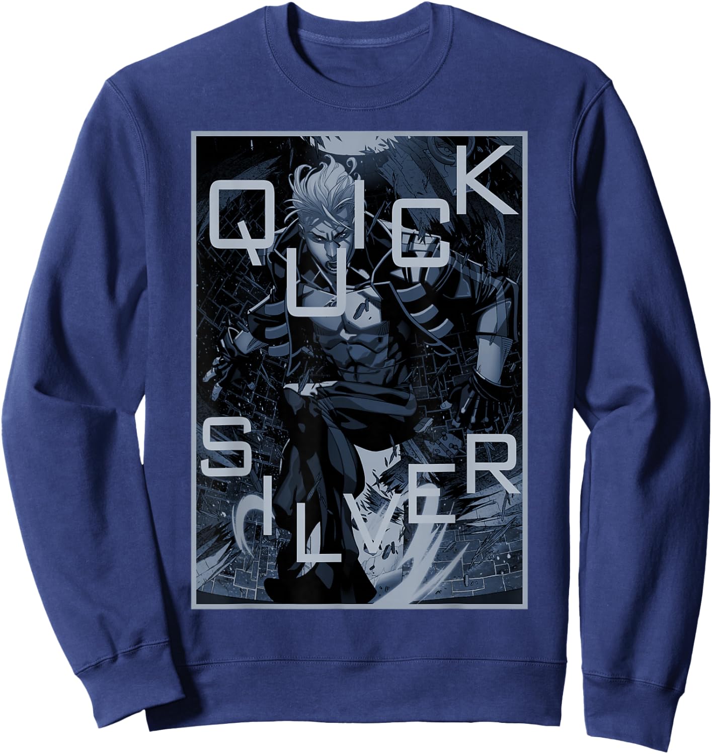 Marvel X-Men Quicksilver The Blink of an Eye Poster Sweatshirt - Sweatshirt | Navy