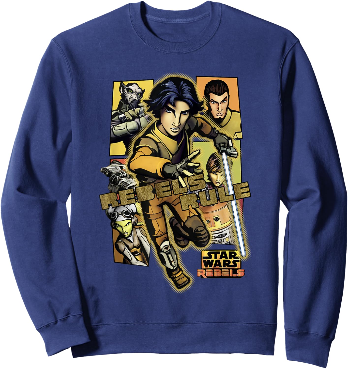 Star Wars Rebels Rule Team Lineup Panels Action Poster Sweatshirt - Sweatshirt | Navy