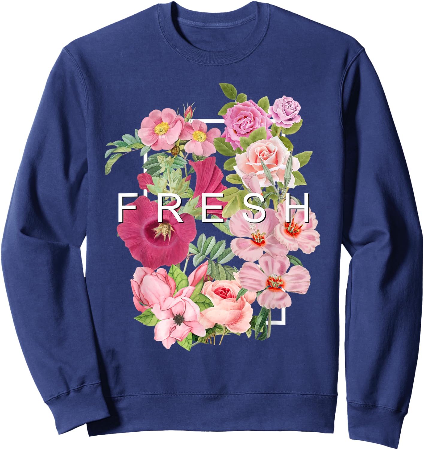Graphique de couleur rose fleurs fraîches Sweatshirt - Sweatshirt | Navy