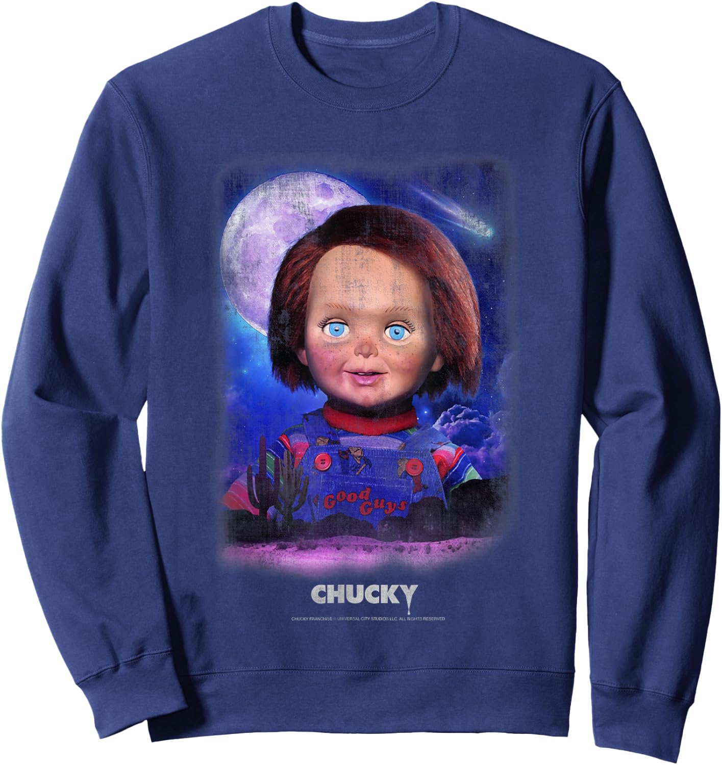 Chucky Think Positive Vintage Style Sweatshirt - Sweatshirt | Navy