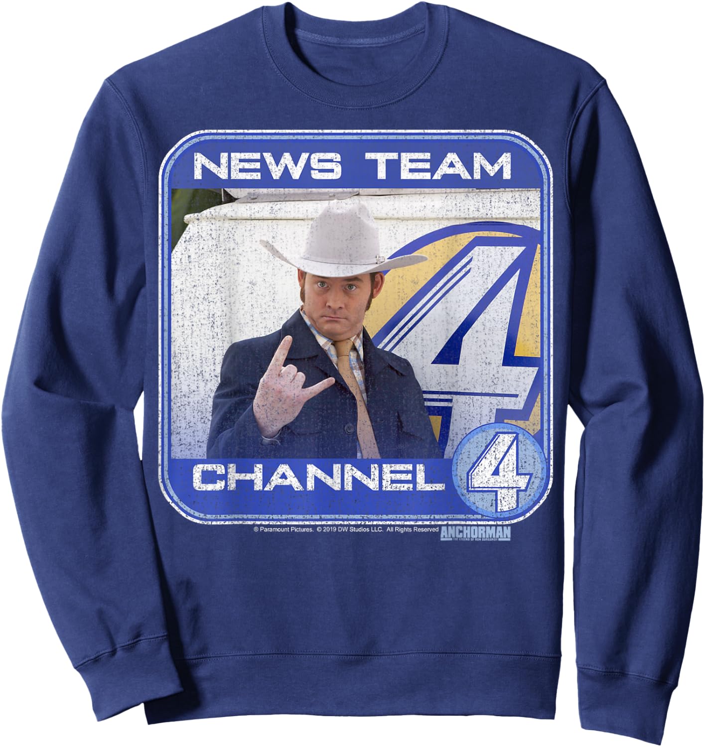 Anchorman Champ Kind Channel Four Portrait Panel Sweatshirt - Sweatshirt | Navy
