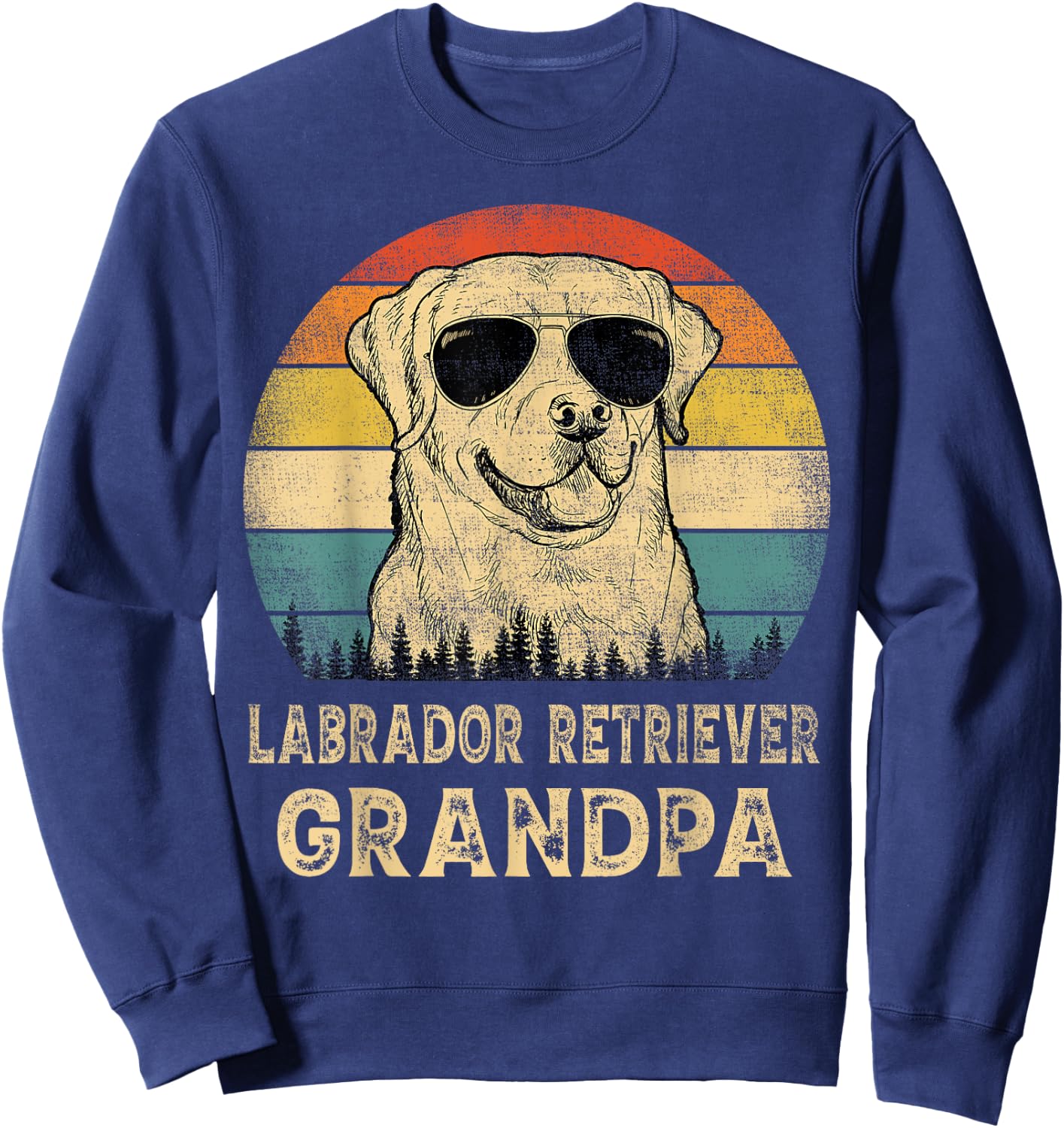 Vintage Labrador Retriever Grandpa Dog Lovers Father's Day Women Sweatshirt - Sweatshirt | Navy