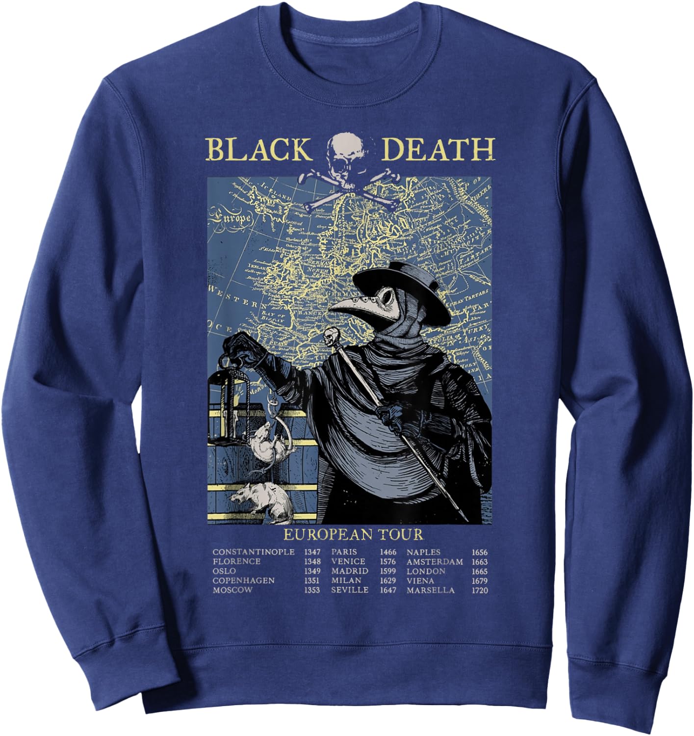 Pest Mask Doctor Plague Black Death European Tour , black Sweatshirt - Sweatshirt | Navy