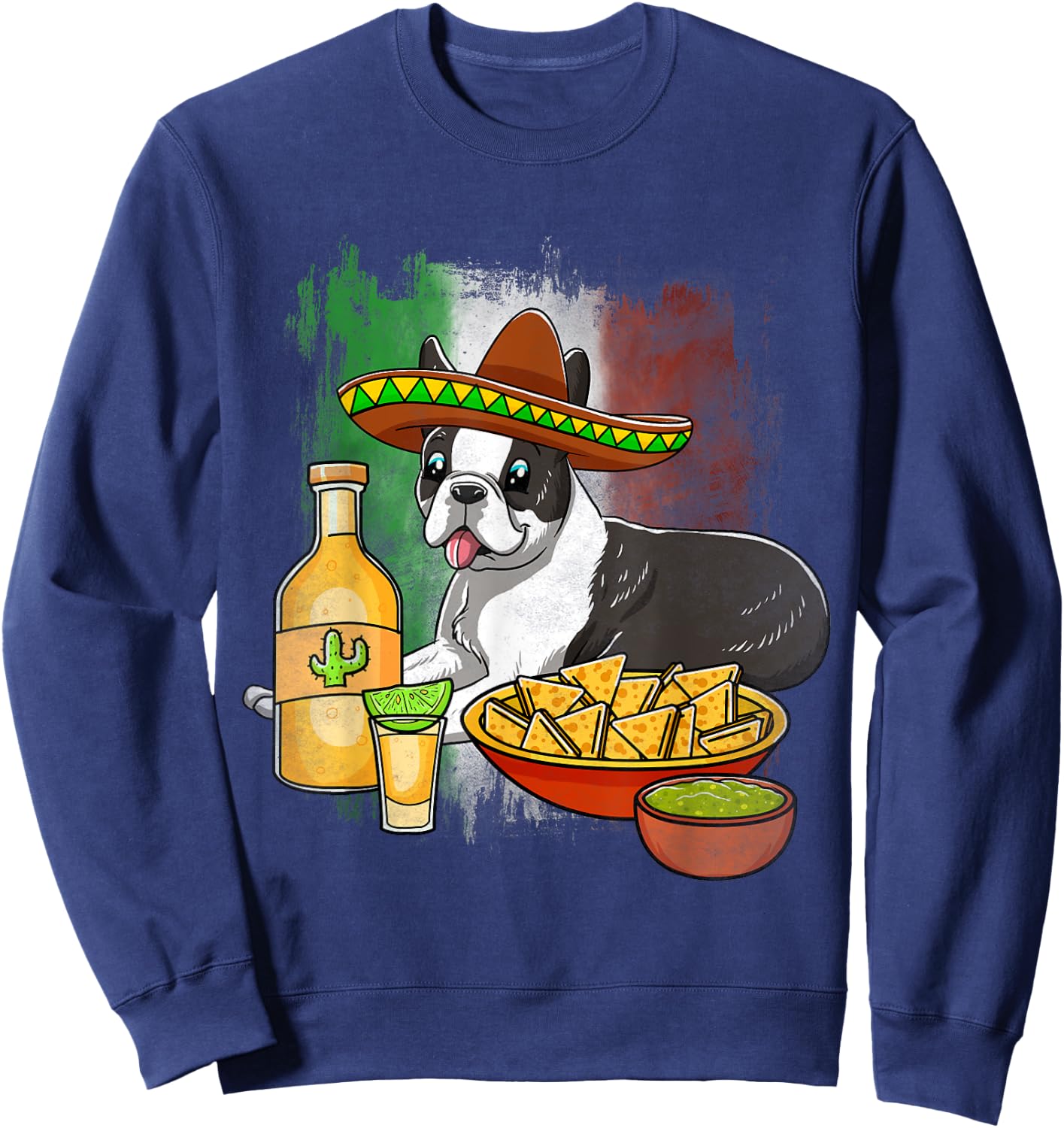 Boston Terrier Cinco De Mayo Mexican Sombrero Taco Dog Nacho Sweatshirt - Sweatshirt | Navy