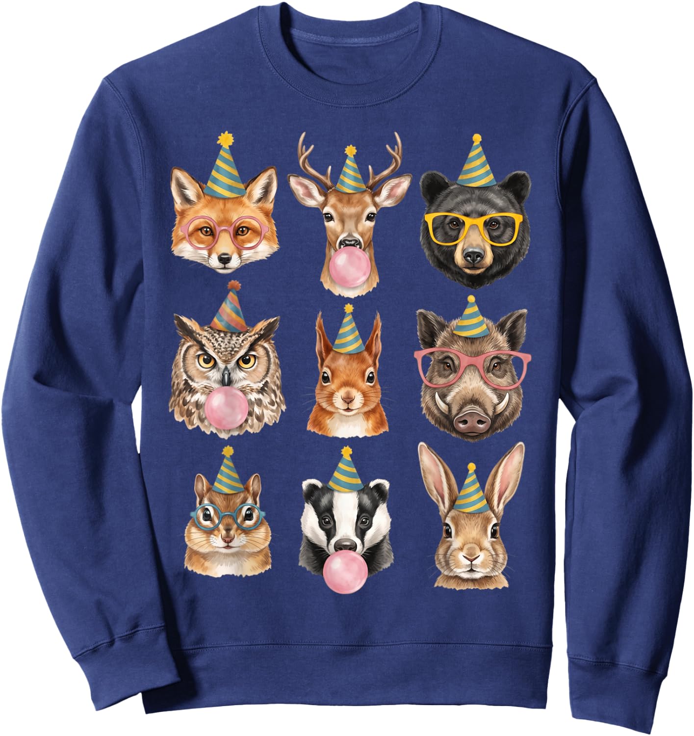Cute Woodland Animals Birthday Party Forest Animal Bday Kids Sweatshirt - Sweatshirt | Navy
