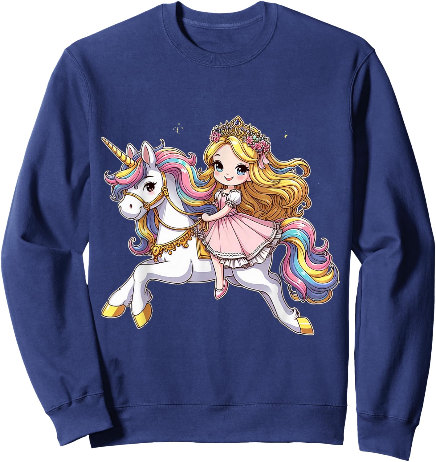 Princess Riding a Unicorn Boys Girls Men Women Children Adult , black, S Sweatshirt - Sweatshirt | Navy