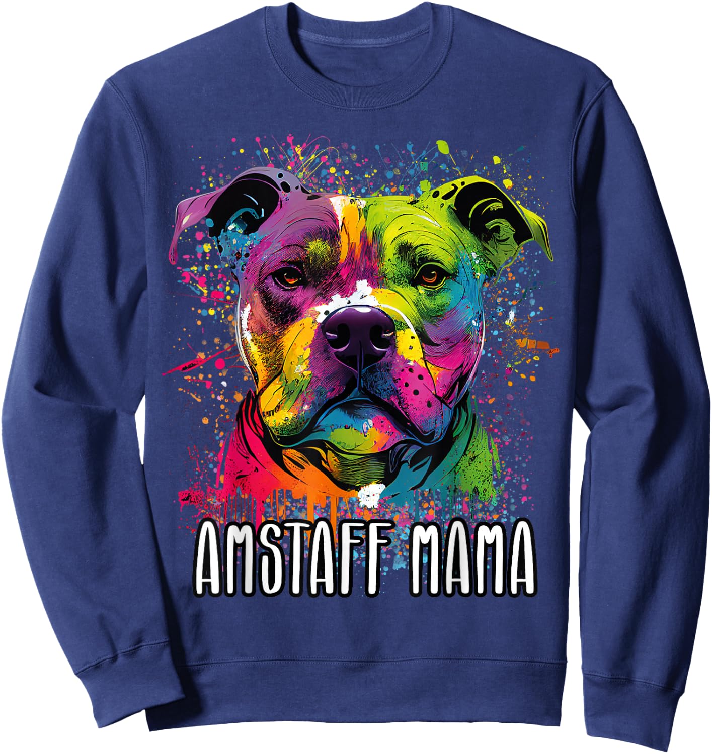 Buntes Splash Art American Staffordshire Amstaff Mama Sweatshirt - Sweatshirt | Navy
