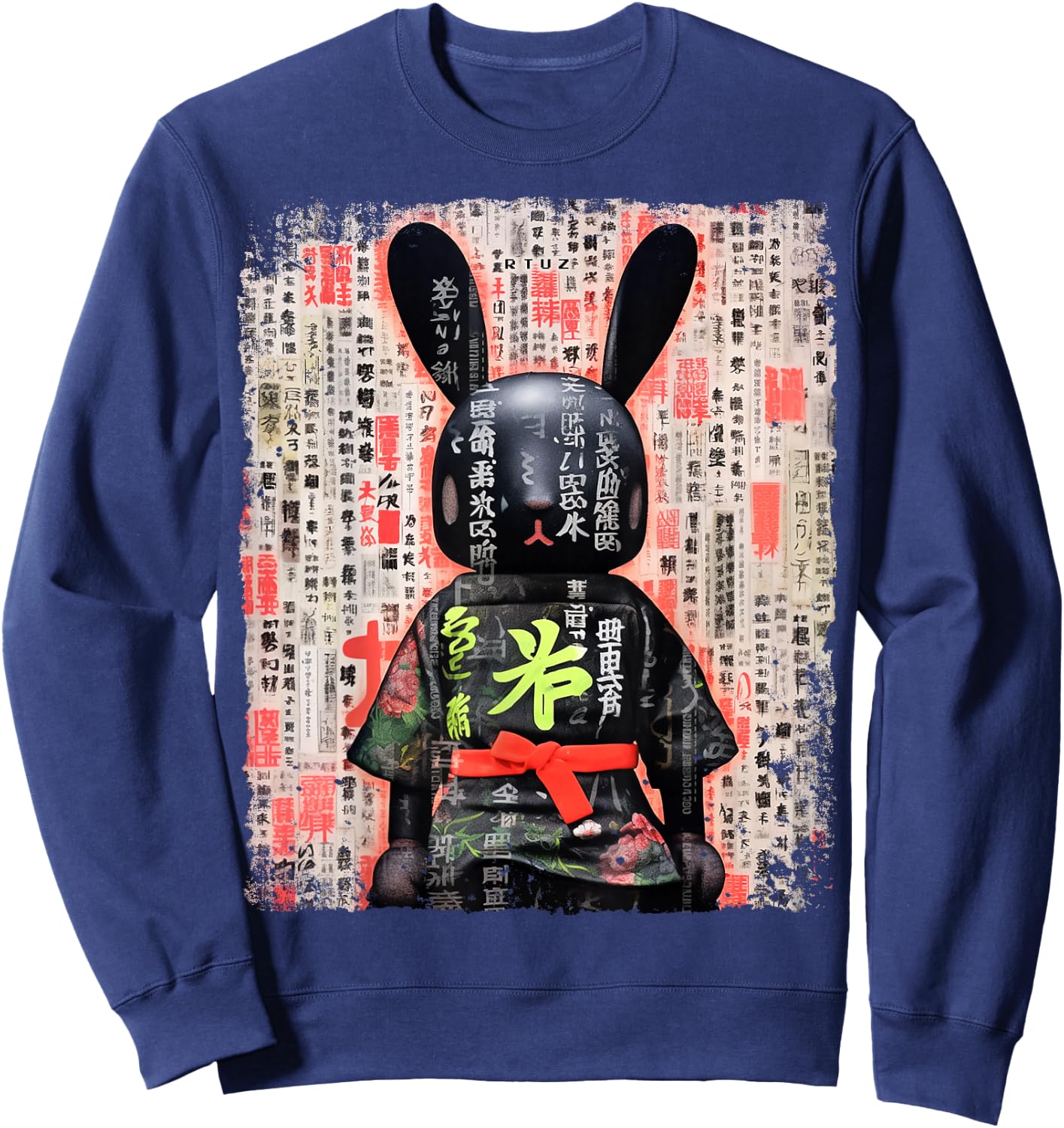 Hip Hop Y2K Vintage Hipster Hare Streetwear Bunny Samurai Sweatshirt - Sweatshirt | Navy