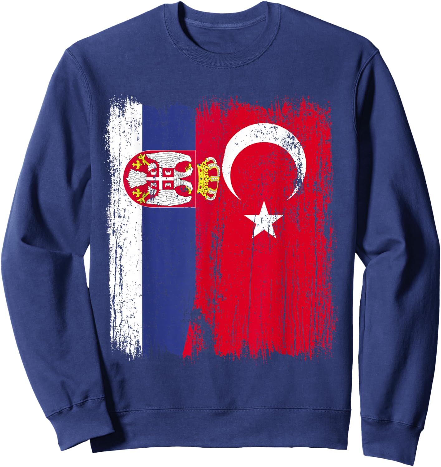 Serbia Turkey Half Flag Turkiye Serbian Turkish Jersey Sweatshirt - Sweatshirt | Navy