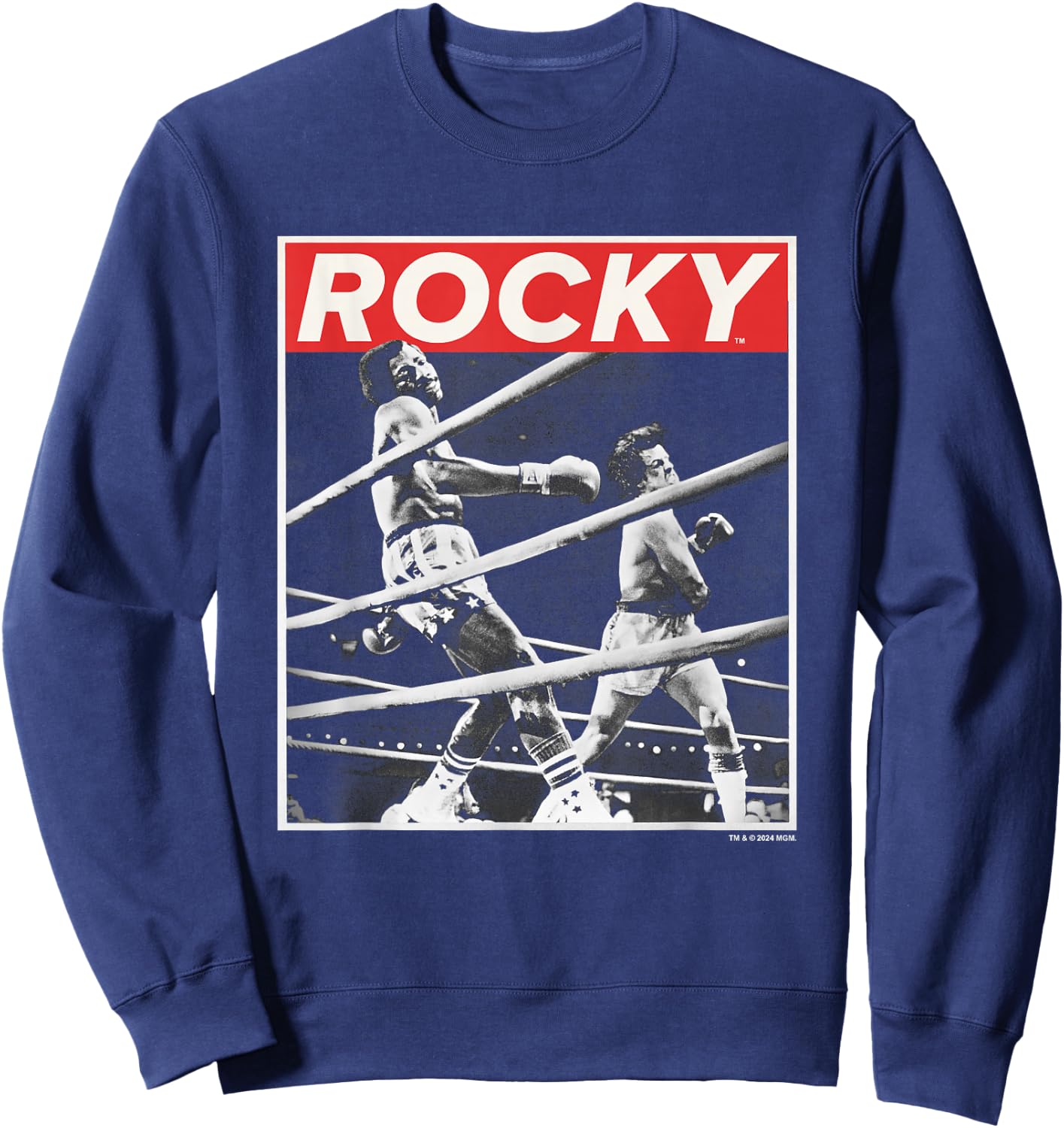 Rocky Savage Punch Apollo Creed Fight Vintage Panel , Black, S Sweatshirt - Sweatshirt | Navy