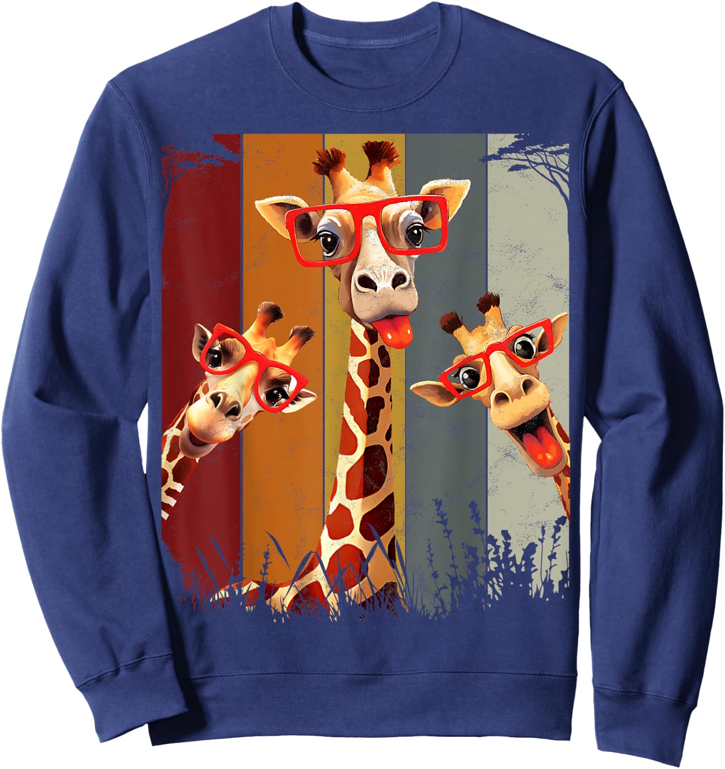 Funny Safari Animal Giraffe Shirt African Sweatshirt - Sweatshirt | Navy