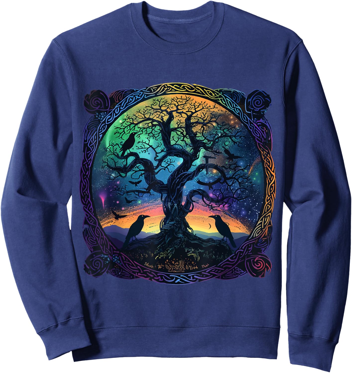Hugin & Munin Raben Odins Wikinger Baum des Lebens Sweatshirt - Sweatshirt | Navy
