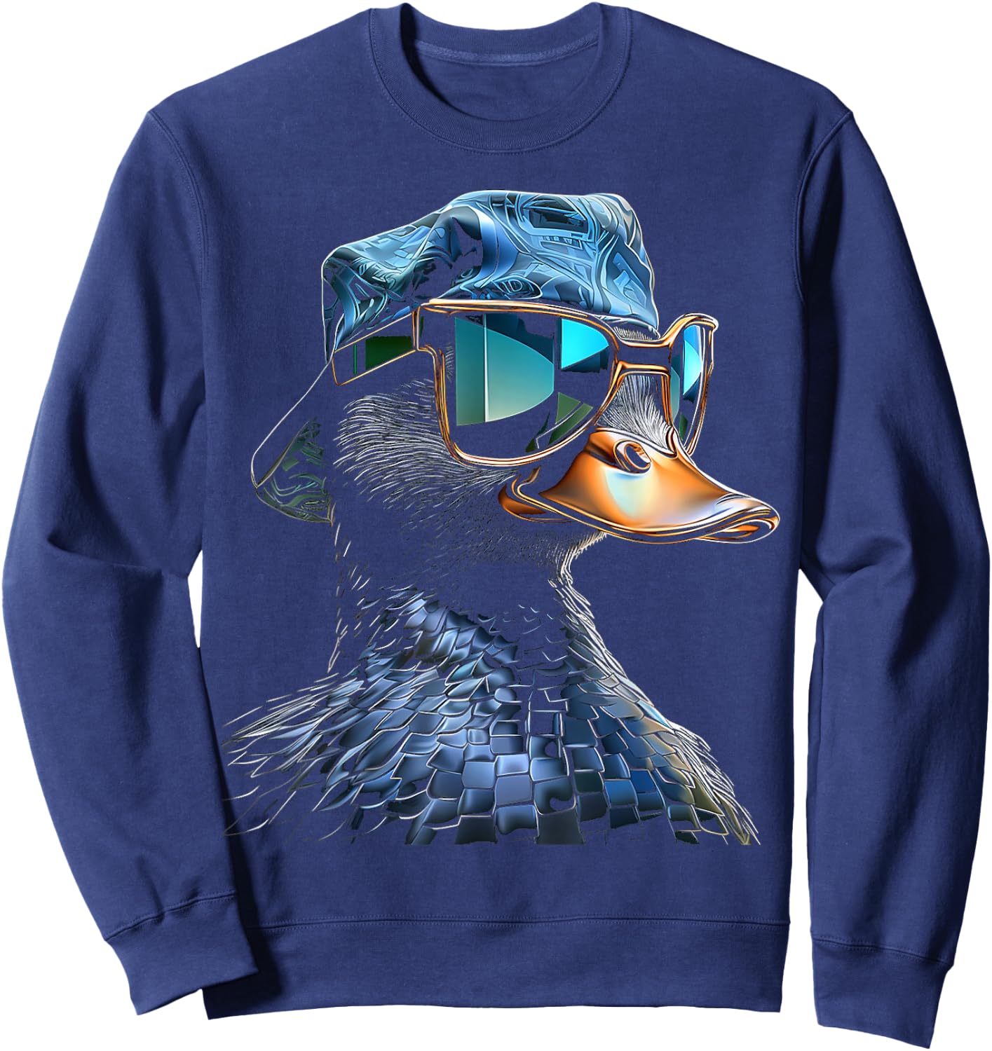 @n!mal Duck Fantasy Pixel Tierkunst Grafik Motiv Ente Schwarz S EU 37.5 Sweatshirt - Sweatshirt | Navy