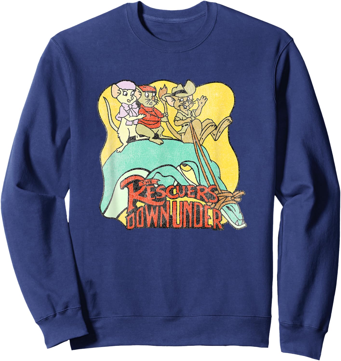 Disney The Rescuers Down Under Vintage Retro Lizard Ride Sweatshirt - Sweatshirt | Navy