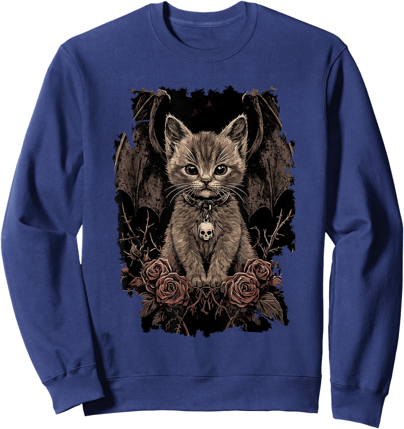 Mystic Cat with Wings - Gothic , Black, S Sweatshirt - Sweatshirt | Navy
