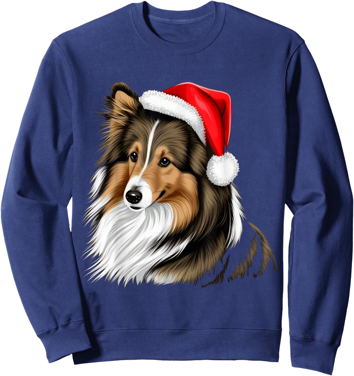 Xmas Shetland Sheepdog Santa on Christmas Sheltie Men Women Kids Sweatshirt - Sweatshirt | Navy