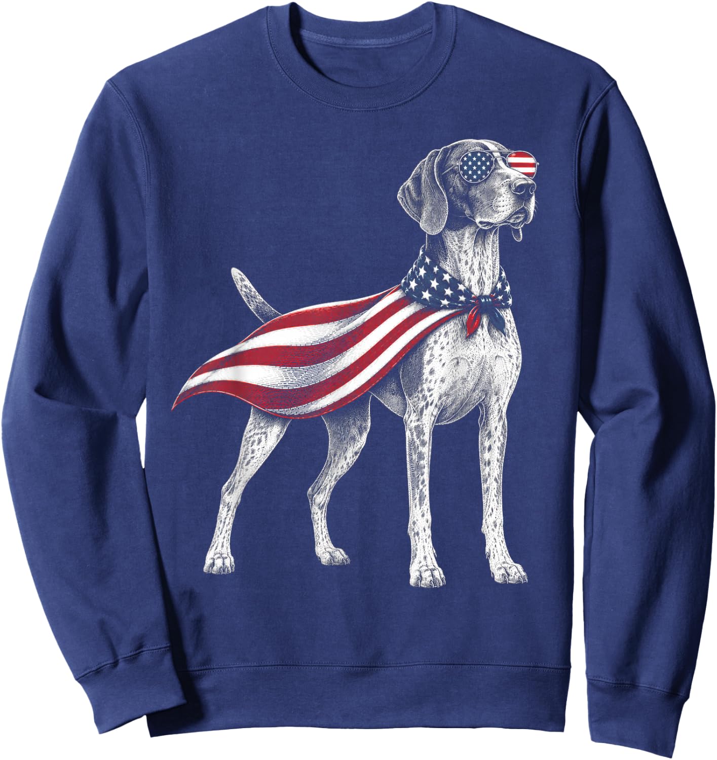 German Shorthaired Pointer 4th of July US American Flag Dog Sweatshirt - Sweatshirt | Navy