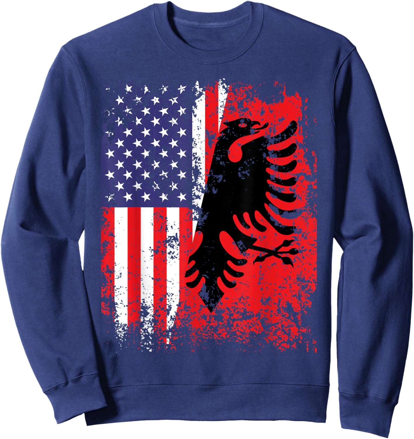 Albanian American Flag USA Albania Flag Sweatshirt - Sweatshirt | Navy