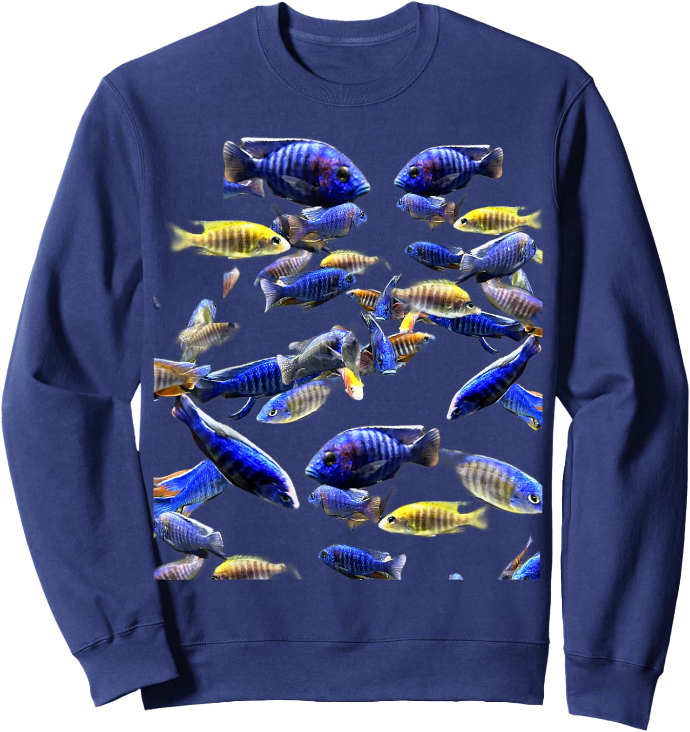 Blue Peacock African Cichlid - Aulonocara Nyassae Species Sweatshirt - Sweatshirt | Navy