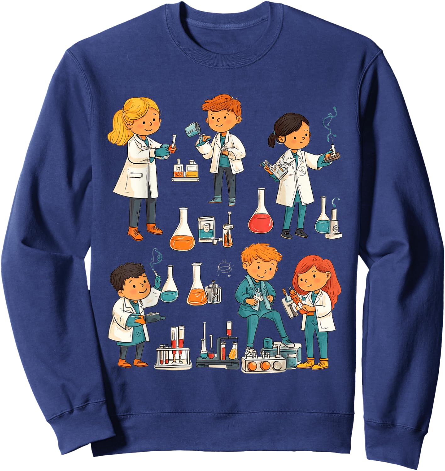 Laboratoire Scientifique Dessin Animé Éducation STEM Sweatshirt - Sweatshirt | Navy