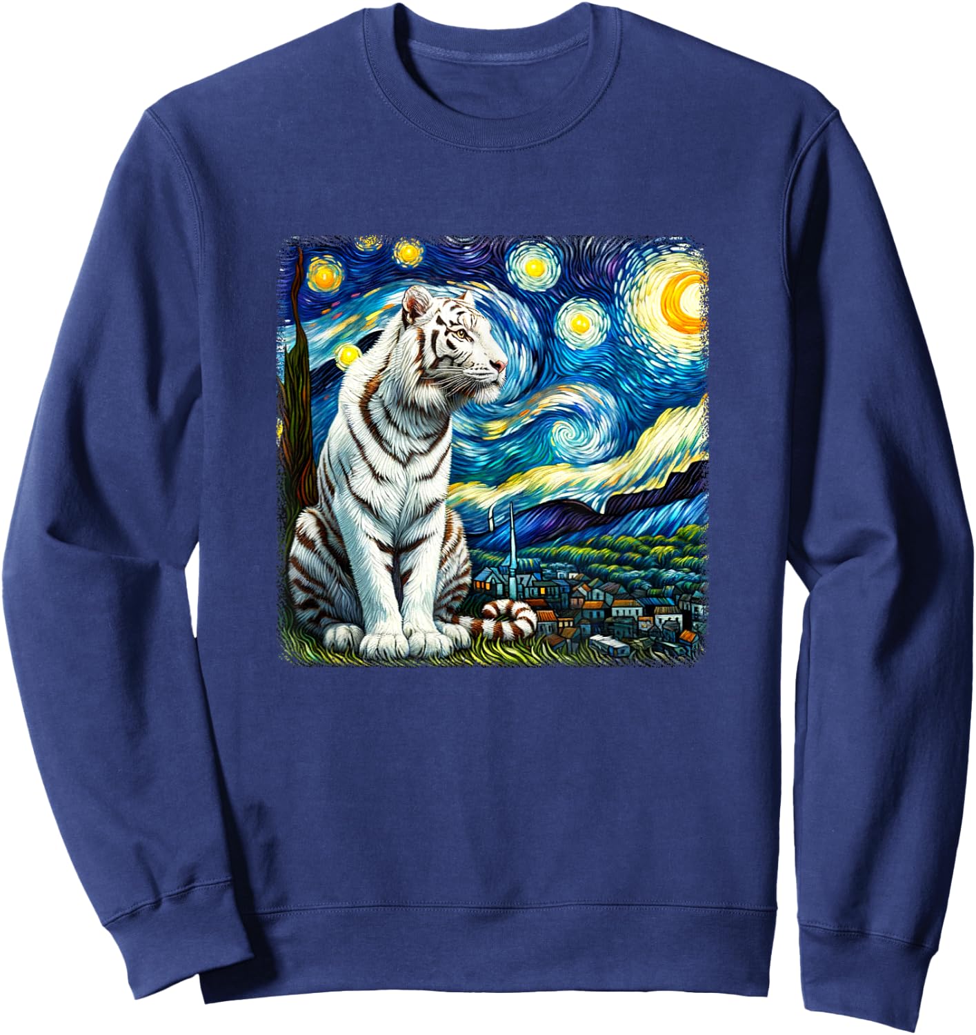 White Tiger Starry Night Sweatshirt - Sweatshirt | Navy