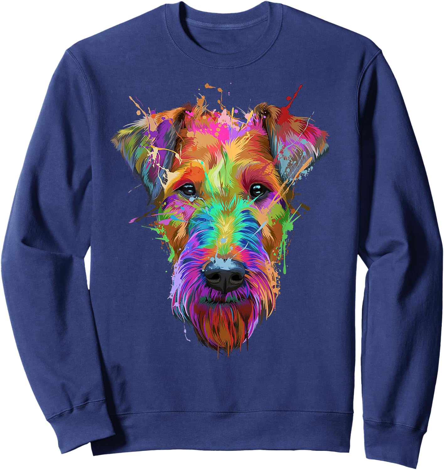 Cute Airedale Terrier Dog Colorful Pop Art Style Retro Sweatshirt - Sweatshirt | Navy
