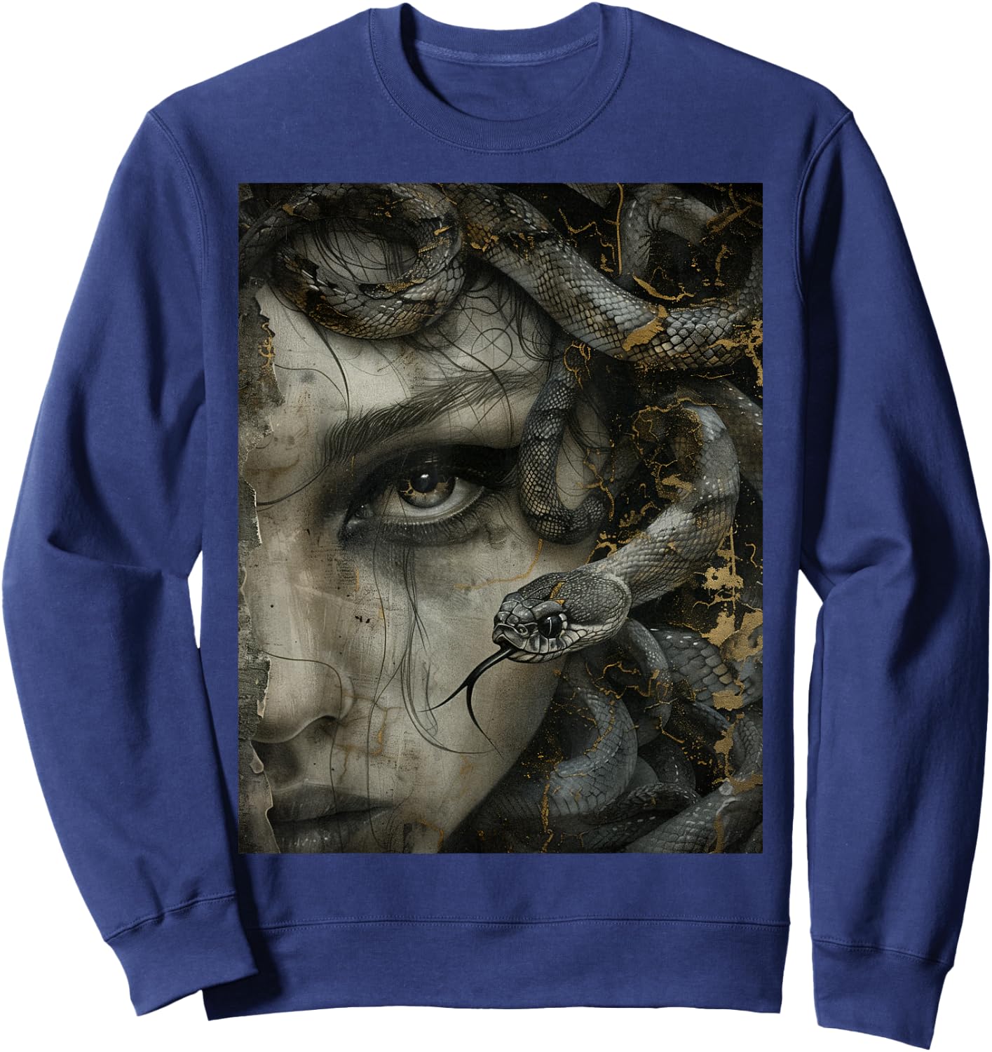 Medusa Greek Mythology Occult Scary Dark Grunge Art Sweatshirt - Sweatshirt | Navy