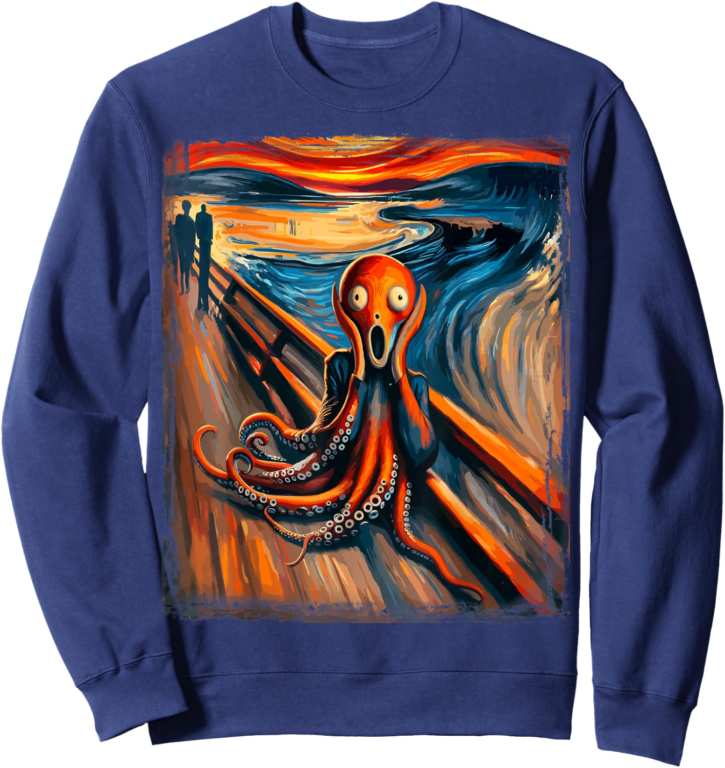 Scream Funny Ocean Surreal Artwork Humor Art Artsty Octopus Sweatshirt - Sweatshirt | Navy