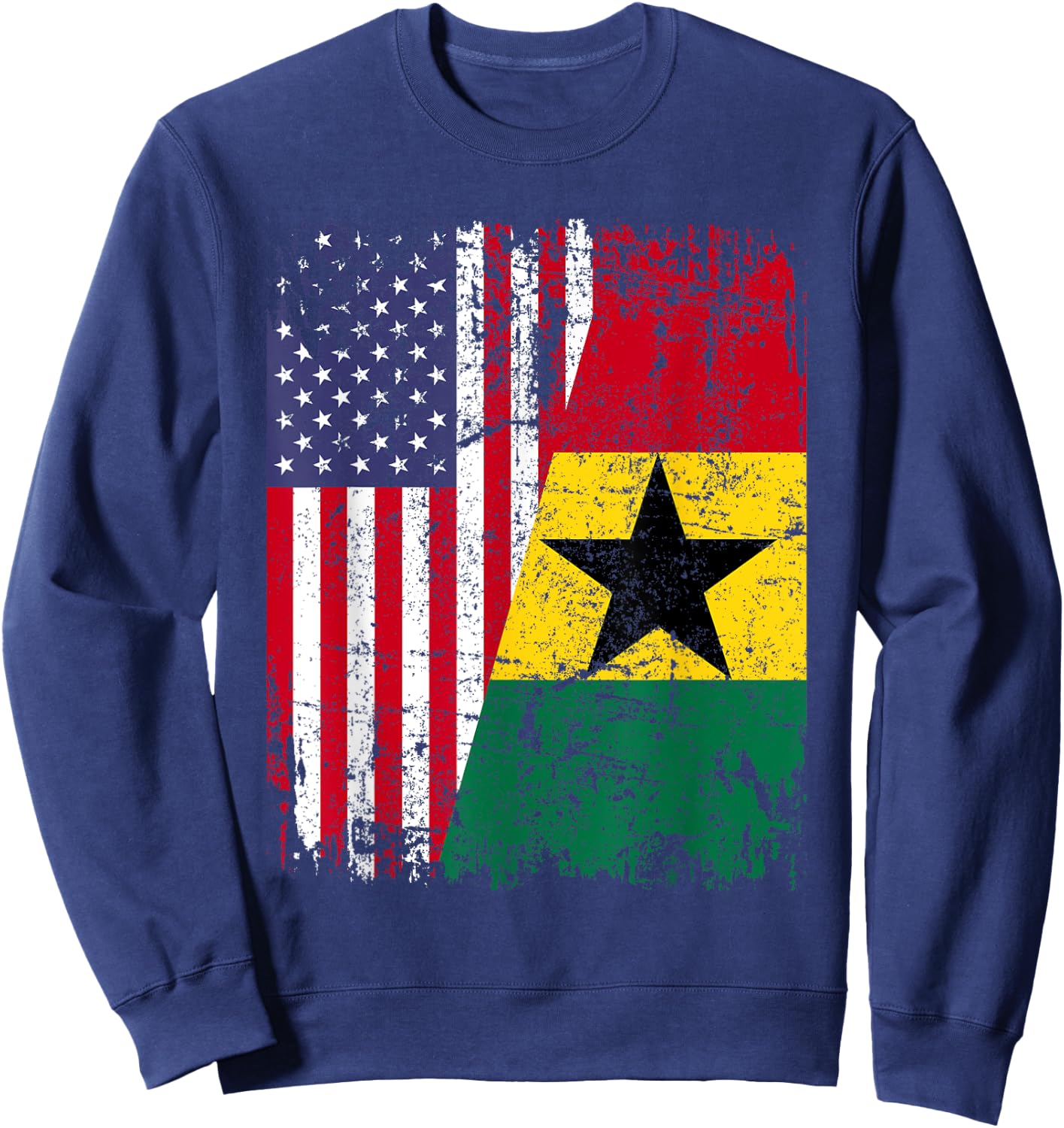 GHANAIAN ROOTS | Half American Flag | GHANA Sweatshirt - Sweatshirt | Navy