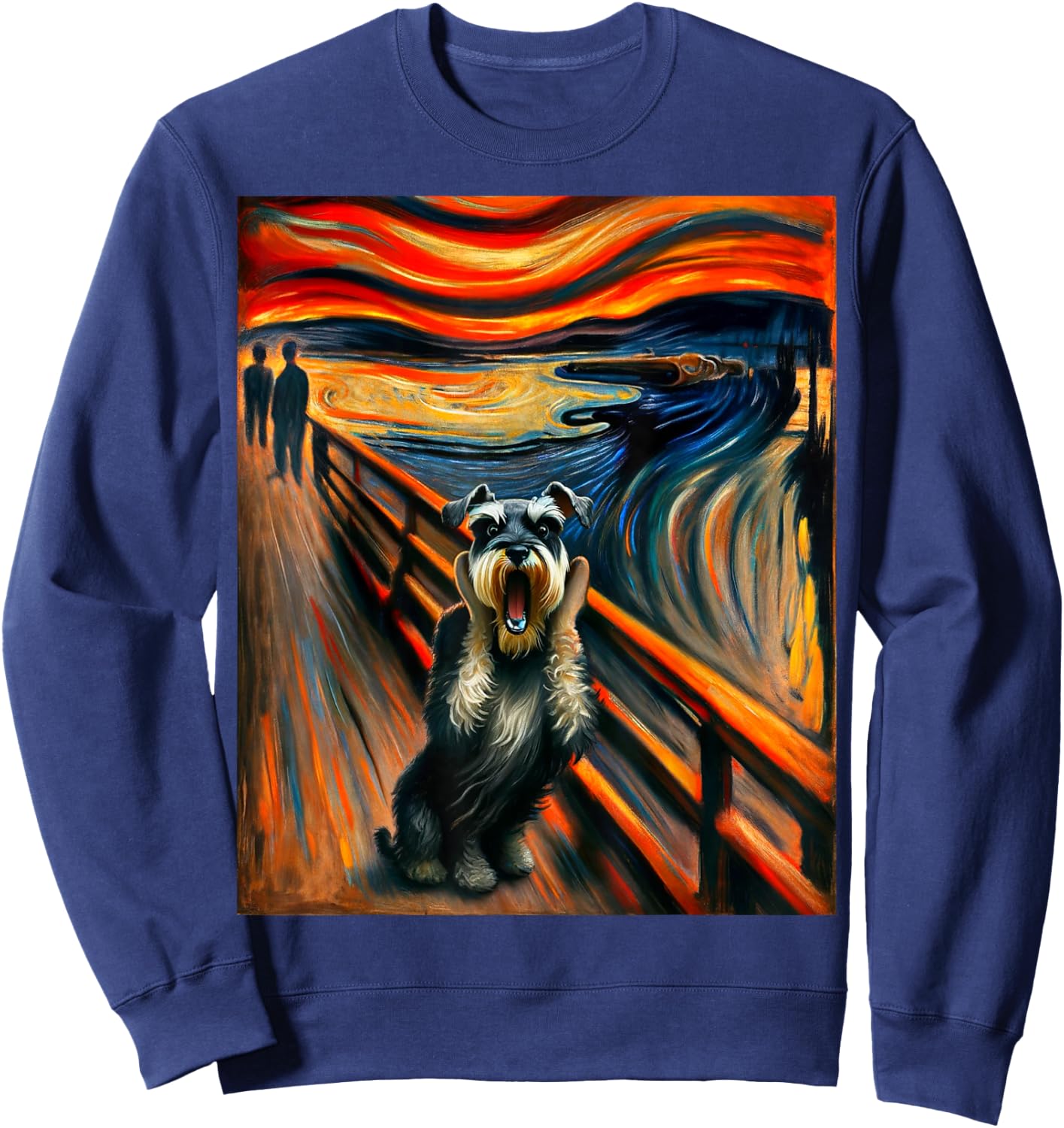 Expressionist Artsy Schnauzer Mini Dog | Artistic Schnauzer Sweatshirt - Sweatshirt | Navy