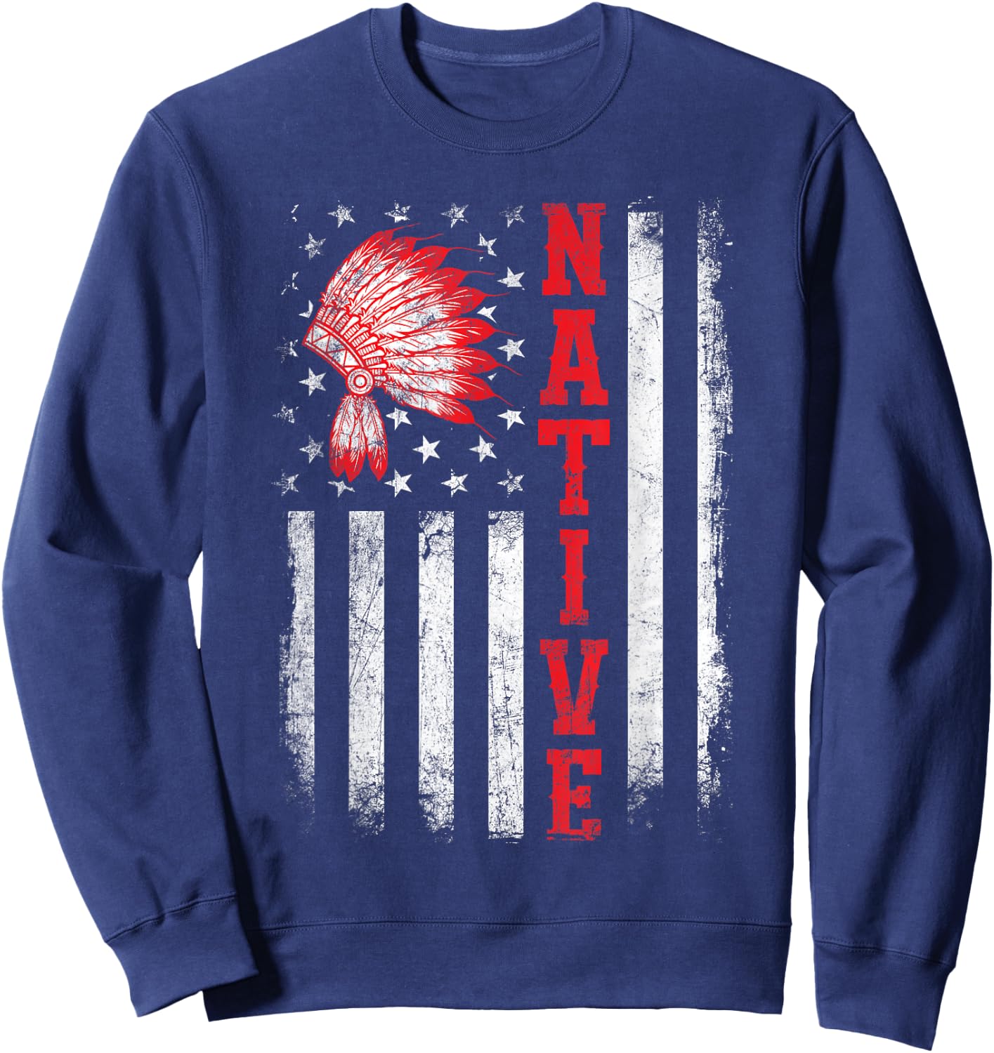 Native - American Day USA Flag Cherokee Indigenous People Sweatshirt - Sweatshirt | Navy