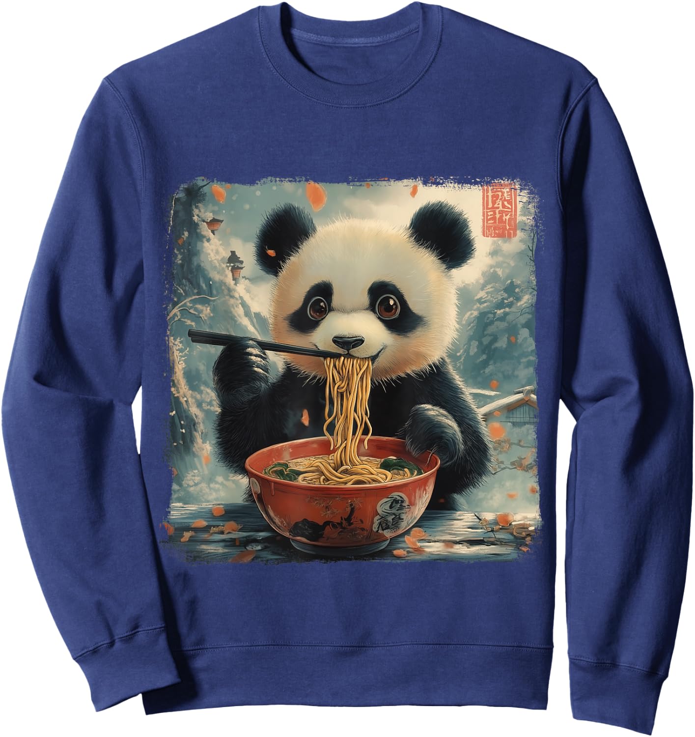 Panda Ramen Japanese Noodle Anime Manga Kawaii Sweet Otter , Black, S Sweatshirt - Sweatshirt | Navy