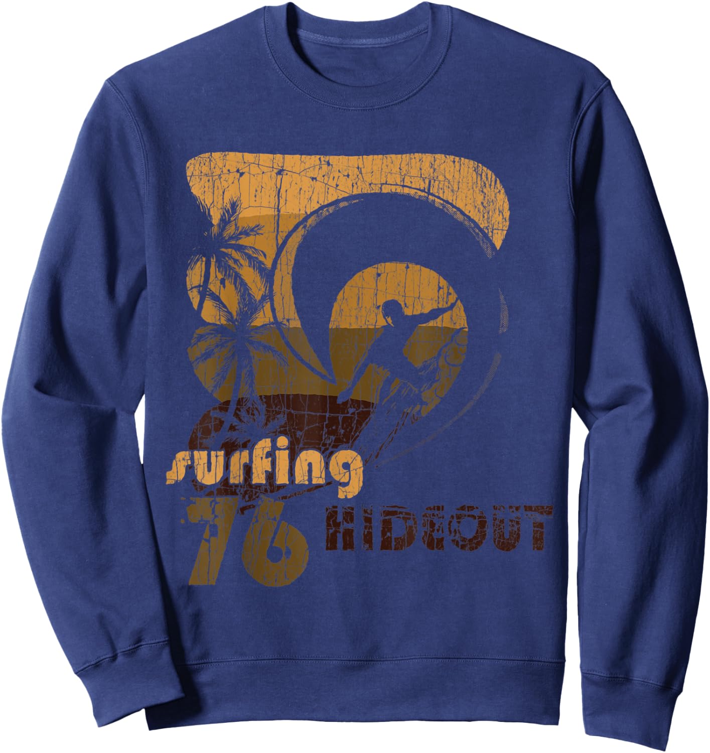 Retro Vintage Look Surfing Hideout 76 Surfer Sweatshirt - Sweatshirt | Navy
