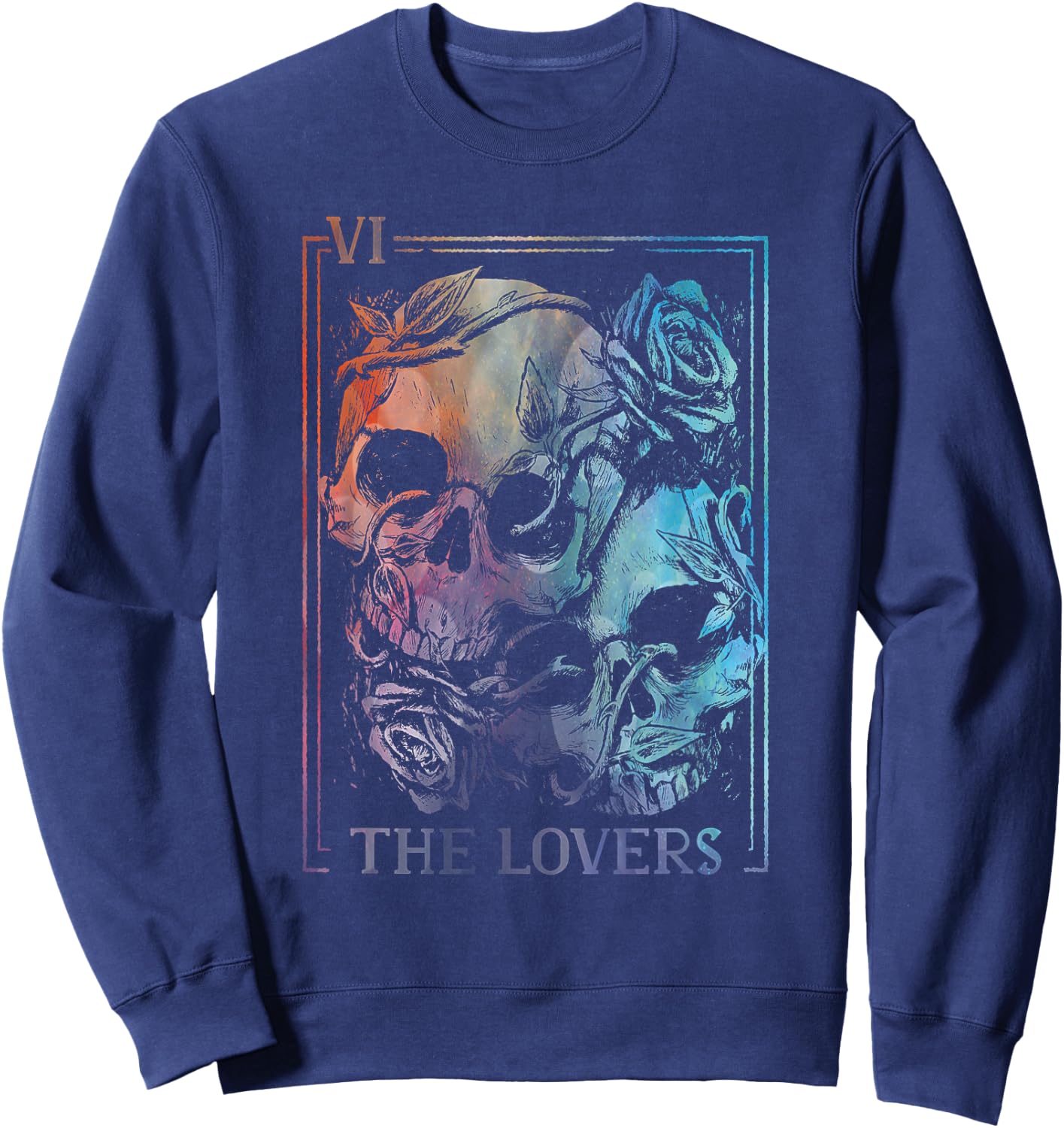 The Lovers Tarot Card Occult Goth Halloween Gothic Soulmate Sweatshirt - Sweatshirt | Navy
