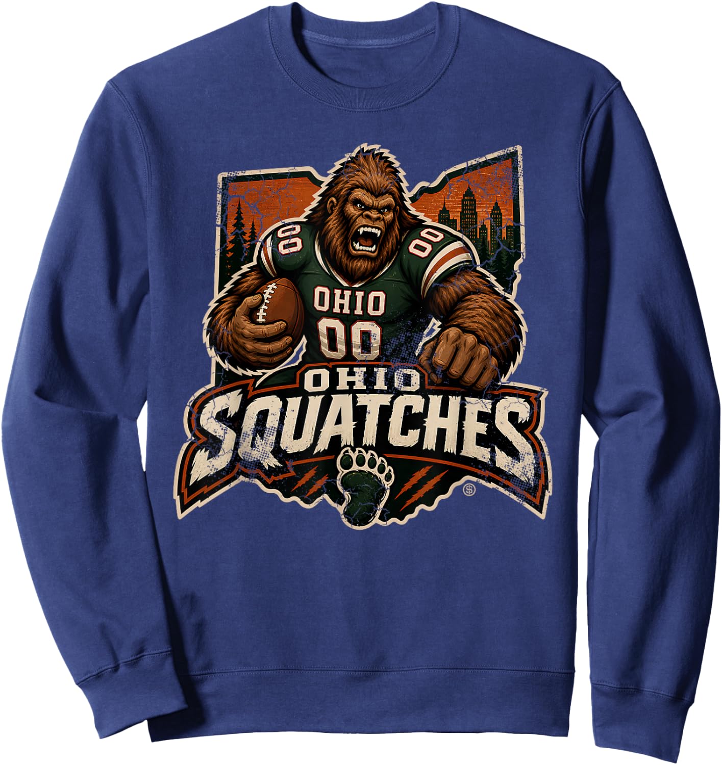Ohio Big Foot Squatches Sasquatch Football Funny Humor Sweatshirt - Sweatshirt | Navy