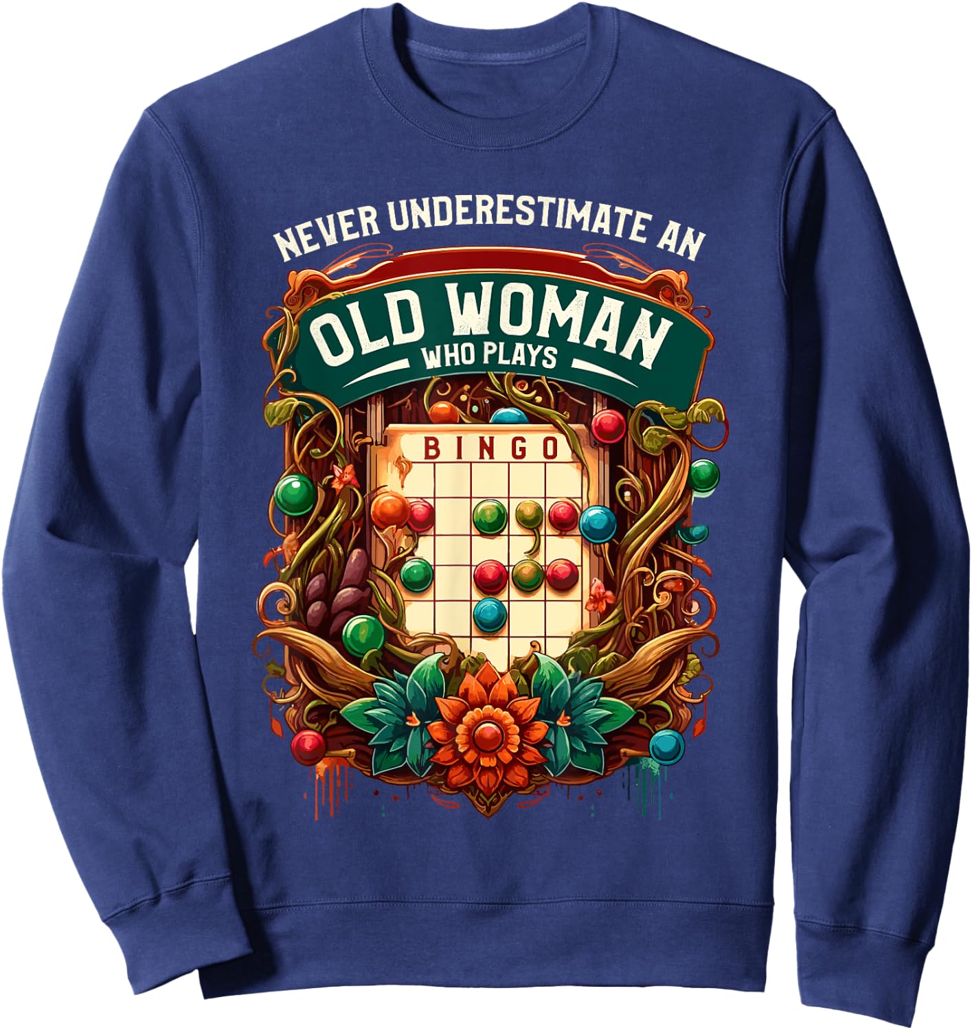 Woman Bingo Player Gambling Bingo Card Game Sweatshirt - Sweatshirt | Navy