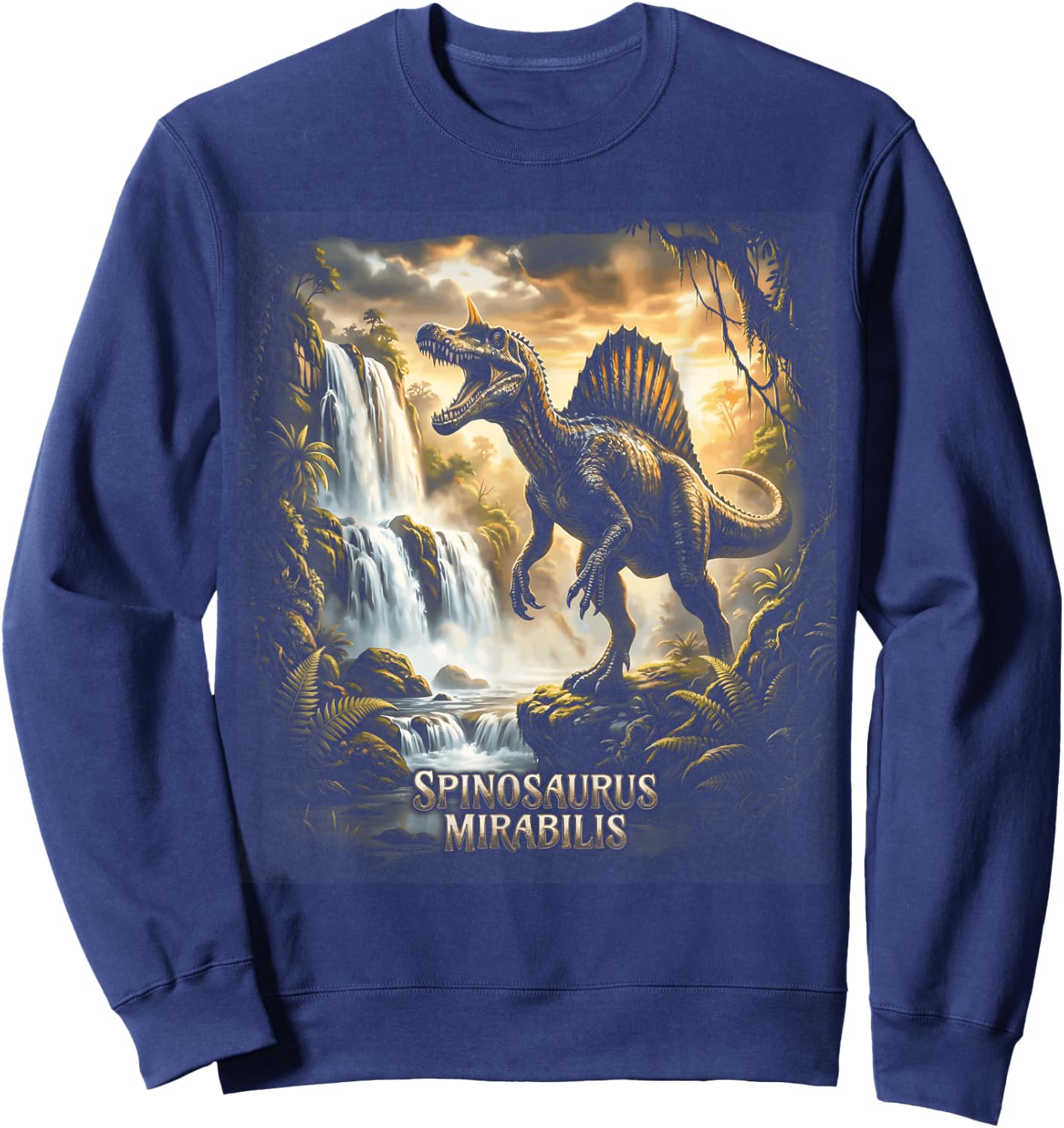 Spinosaurus Mirabilis Prehistoric Dinosaur Sweatshirt - Sweatshirt | Navy